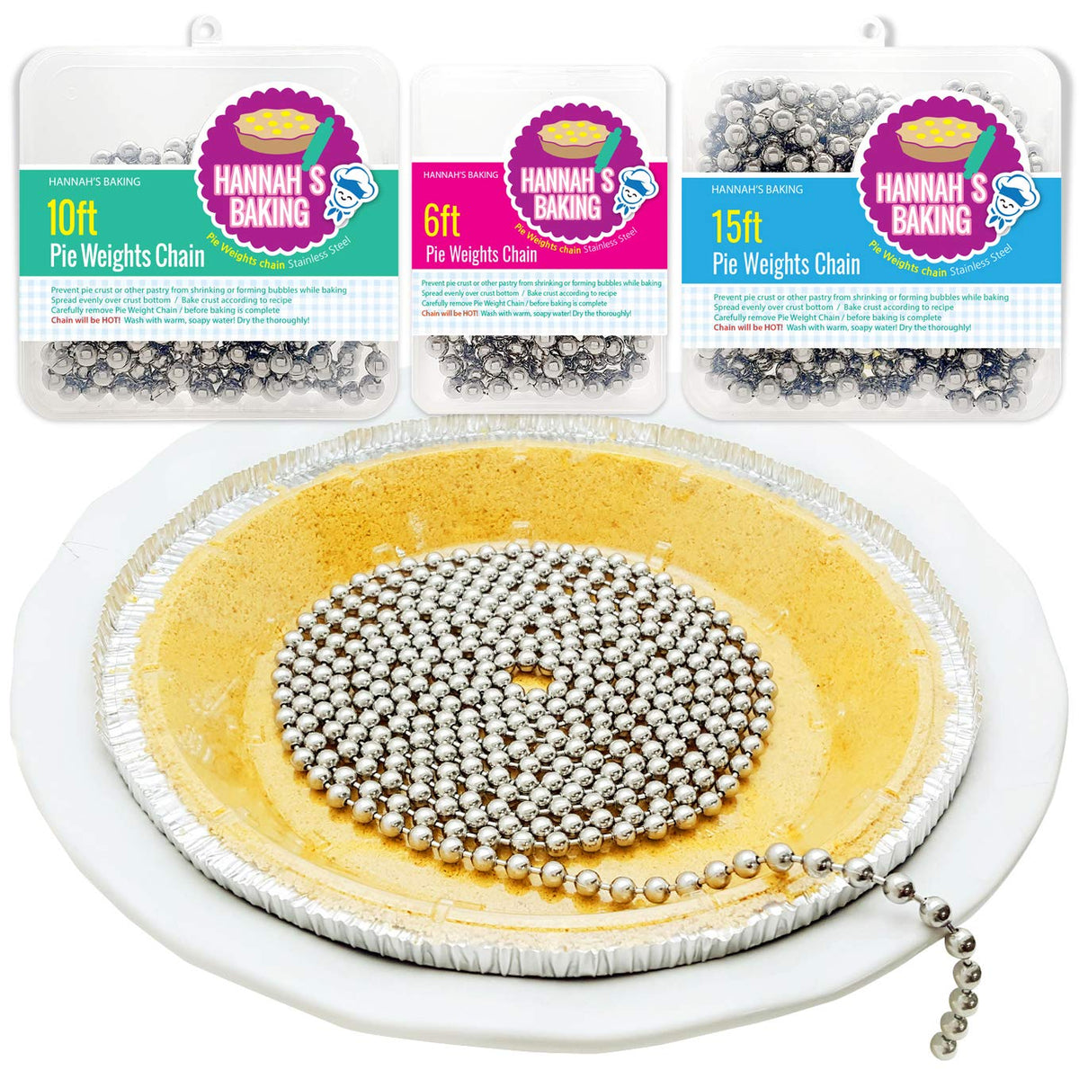 Baking Pie Crust Weights Chain- pie crust, pie chain Stainless Steel Long_15feet
