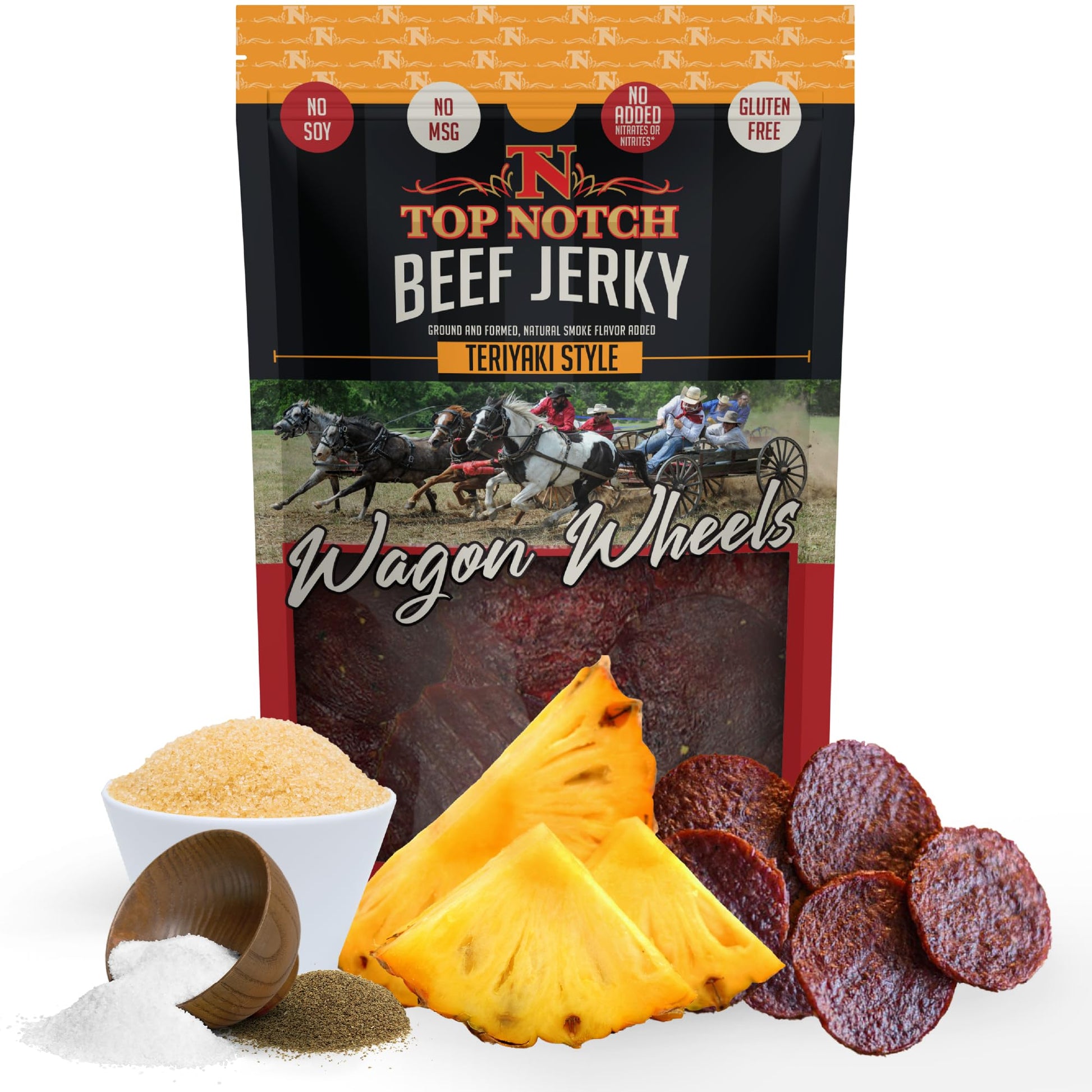 Top Notch Jerky Beef Jerky - Teriyaki Flavor - High Protein Snack - 10 oz Bag