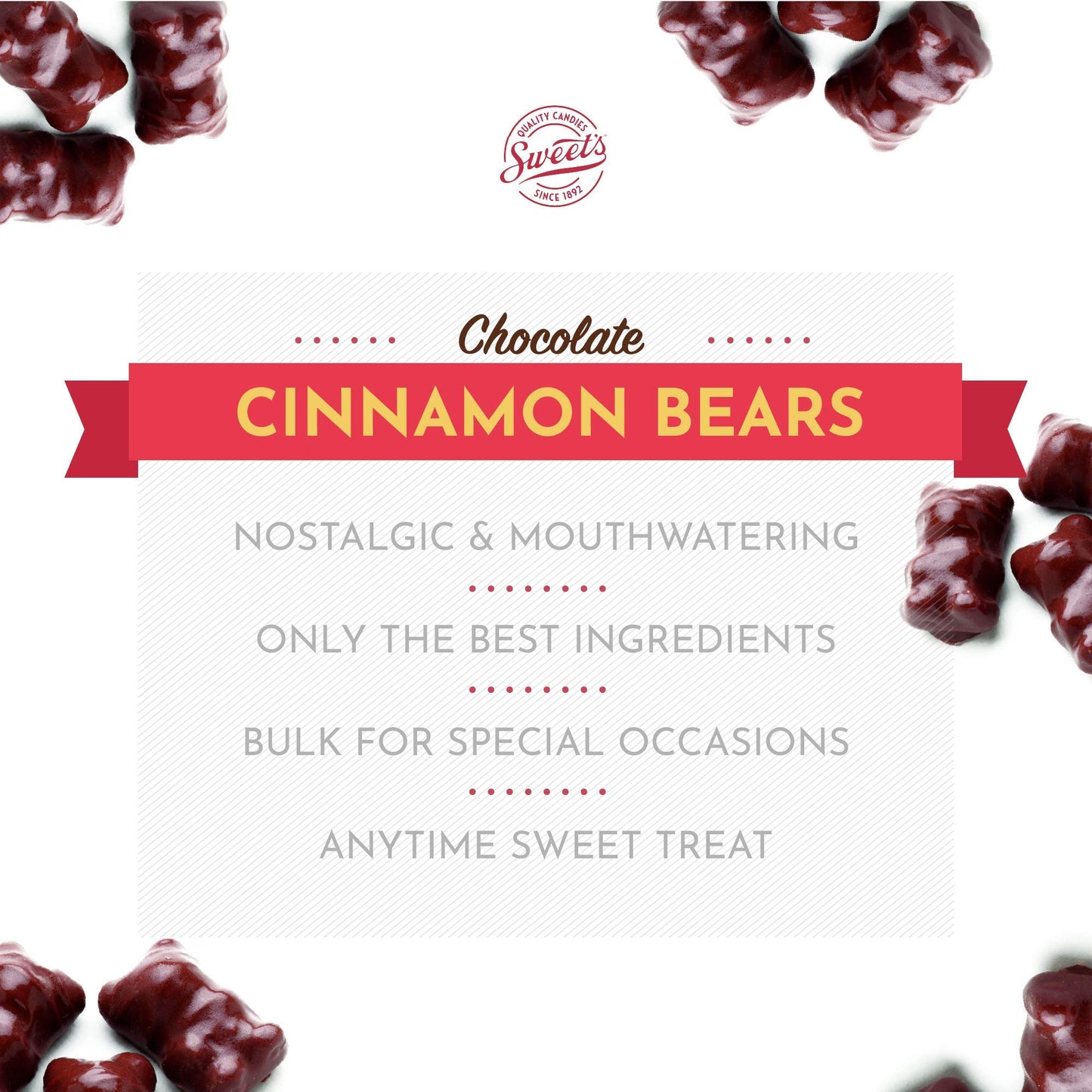 chocolate cinnamon Bears candy, gummy Bear Bag, 14 Ounces