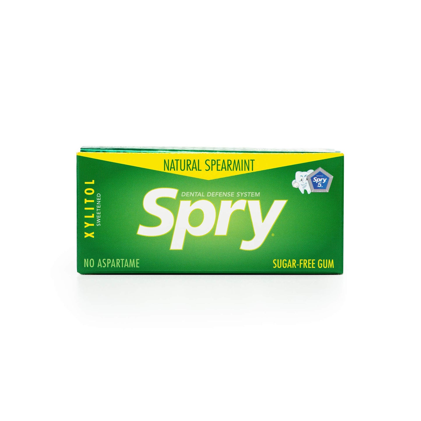 Spry Fresh Natural Xylitol Chewing Gum Dental Defense System - Aspartame-Free, Sugar-Free, Non-GMO, Gluten-Free (Spearmint, 10 C