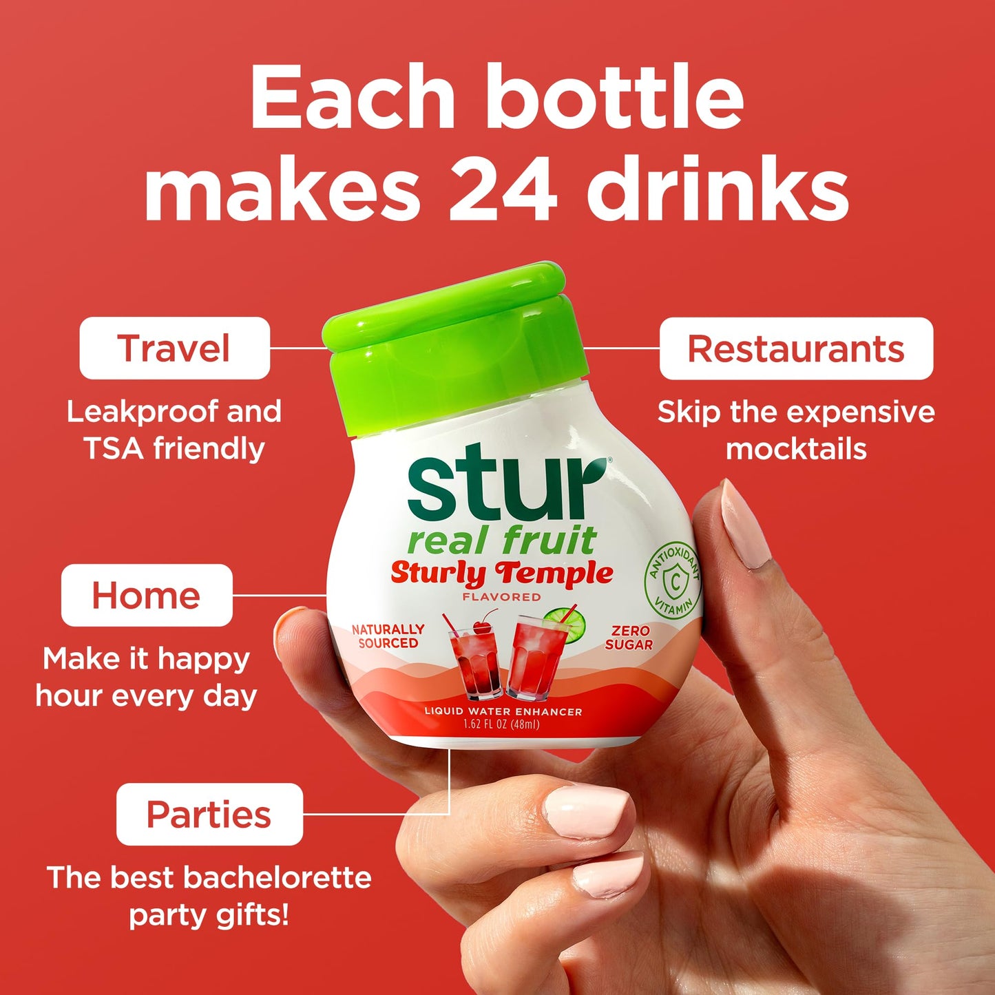 Stur Liquid Water Enhancer | Mocktail Variety Pack | Naturally Sweetened | Sugar Free | Zero Calories | Keto | Vegan | 5 Bottles  Makes 120 Drinks