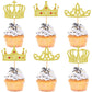 Cyodoos 24Pcs Gold Crown Cupcake Toppers Glitter Queen Crown Cupcake Baby Shower Wedding Birthday Party Cake Decorations Supplie
