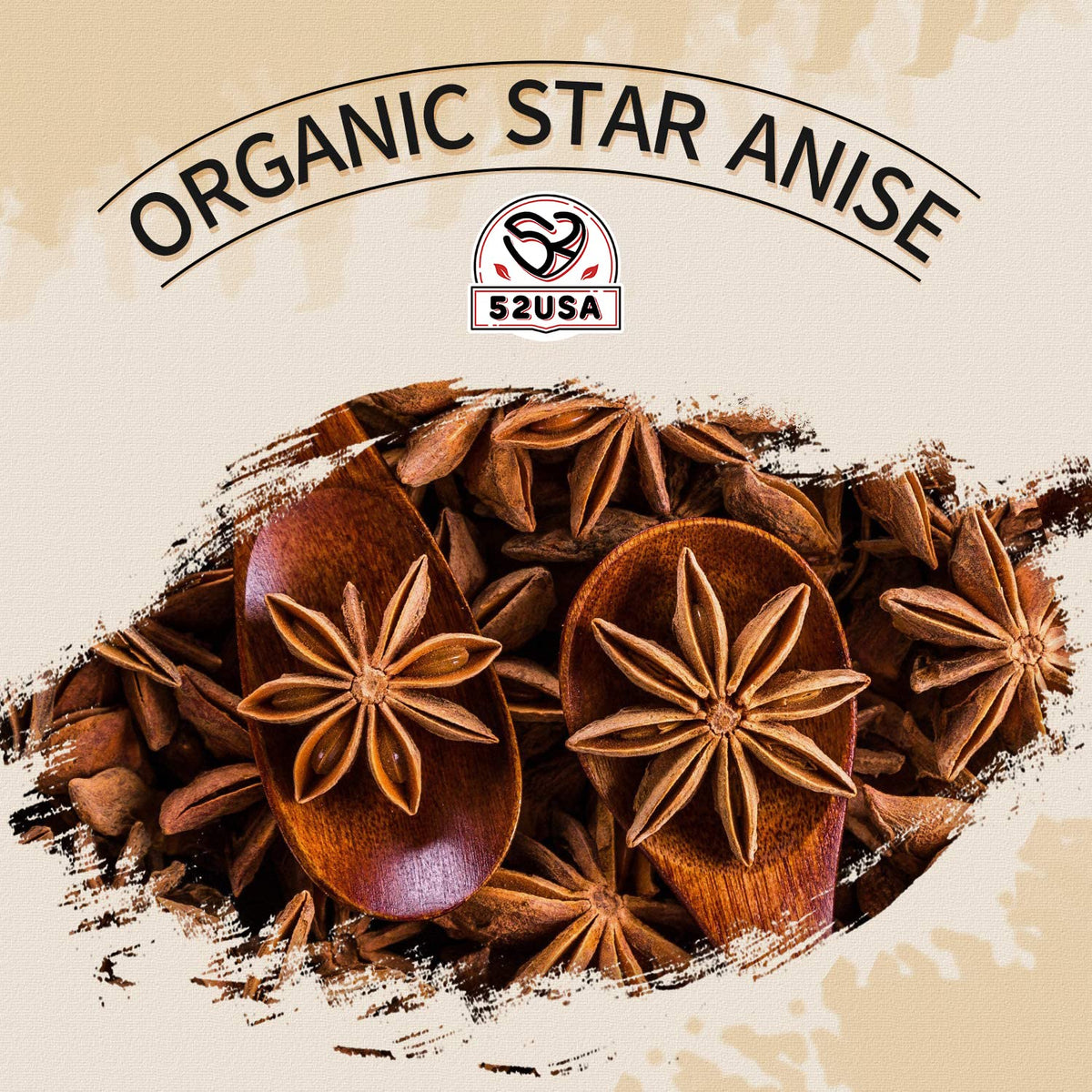 52USA Organic Star Anise, 4 Ounce (Pack of 1), NON-GMO Verified Chinese Star Anise Whole, Dried Star Anise Pods for Tea and baki