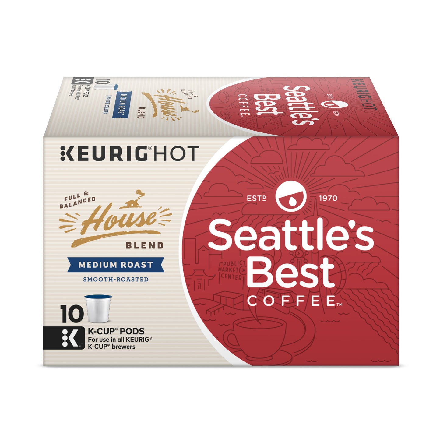 Starbucks House Blend Medium Roast Coffee Pods for Keurig, 10 Count, 3.5 Oz. Each