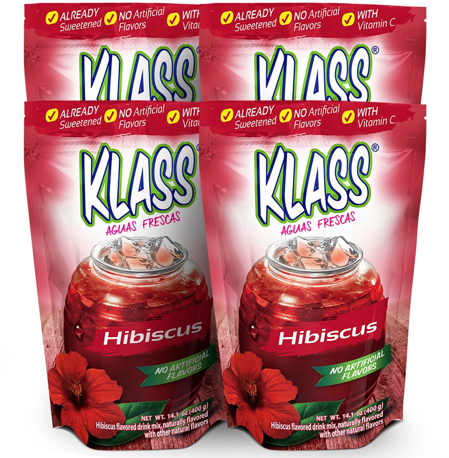 Drink Mix Hibiscus | Klass Aguas Frescas | Flavors From Natural Sources, No Artificial Flavors, With Vitamin C (Makes 7 to 9 Qua