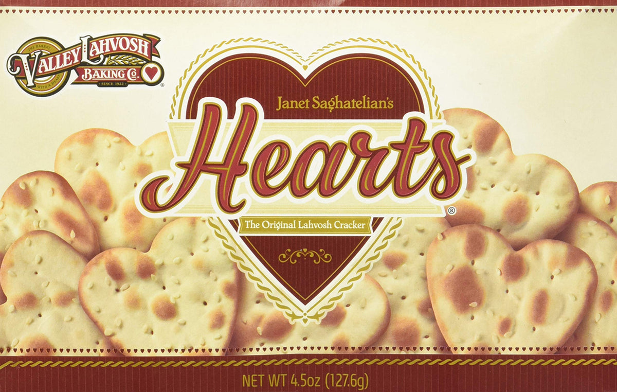 Valley Lahvosh Hearts Crackers 4.5 Oz (Pack Of 4)