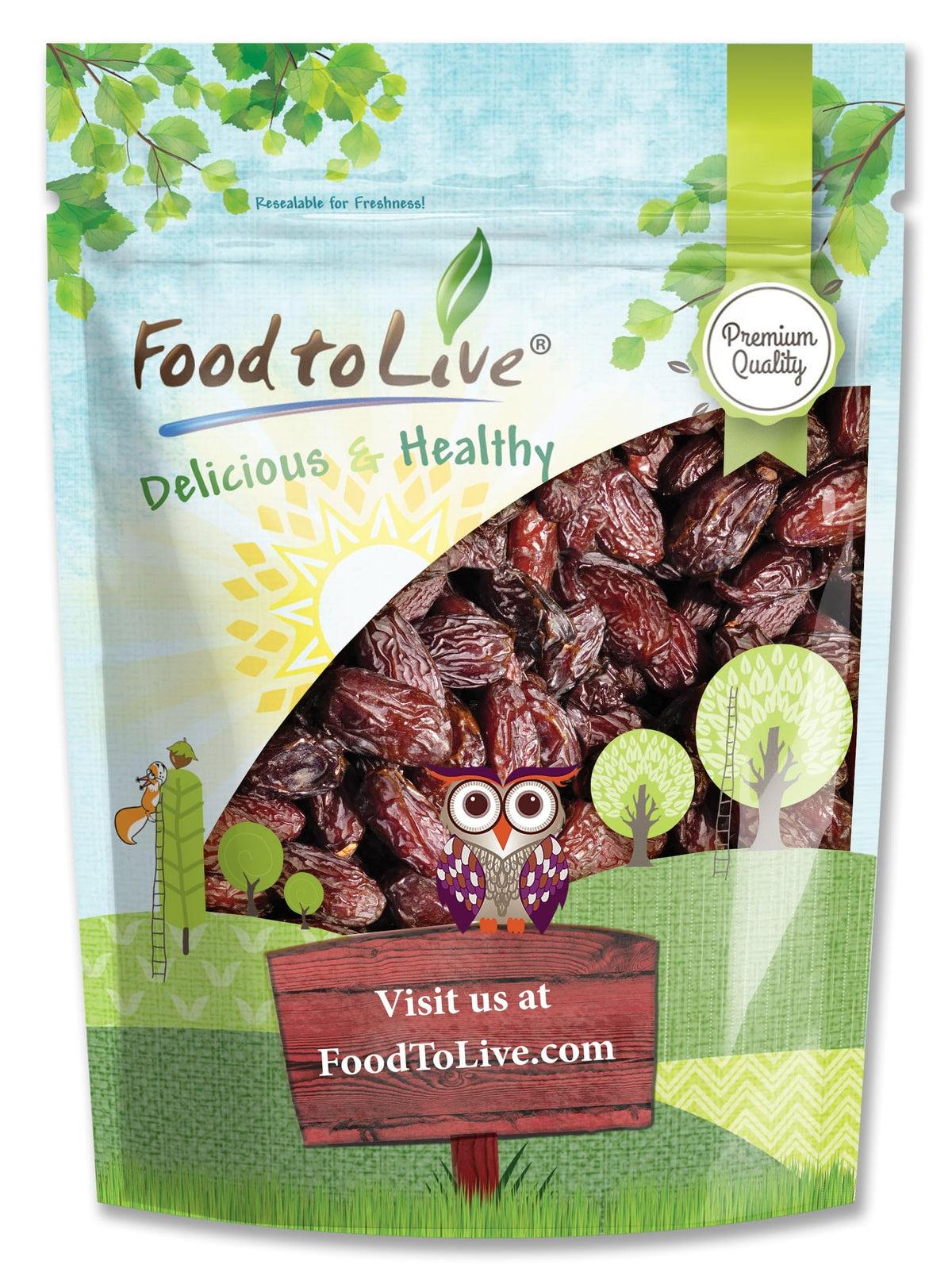 Food to Live California Medjool Dates, 2 Pounds - Soft & Juicy Nature's Candy. Unsweetened, Unsulphured Dates with Pits. Vegan, 