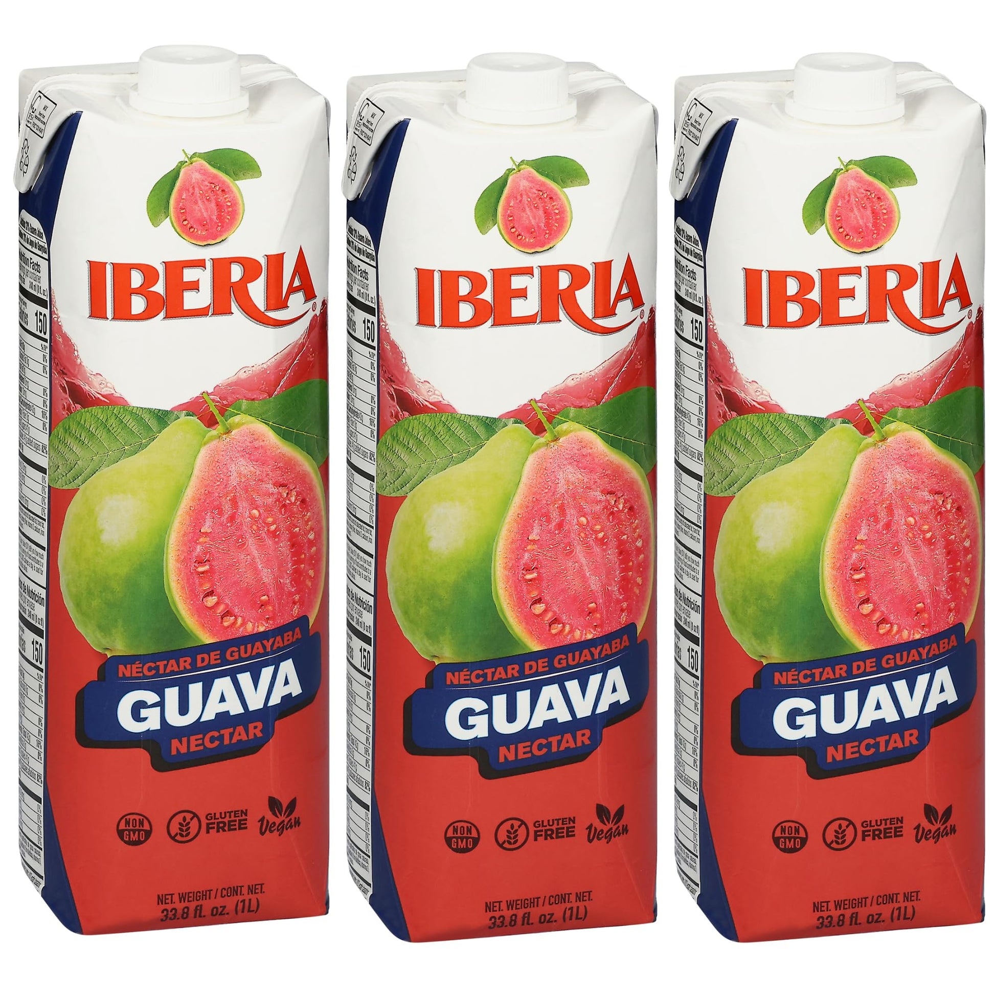 Iberia Guava Nectar Juice, 33.8 Fl Oz, Pack of 3, Guava Flavor