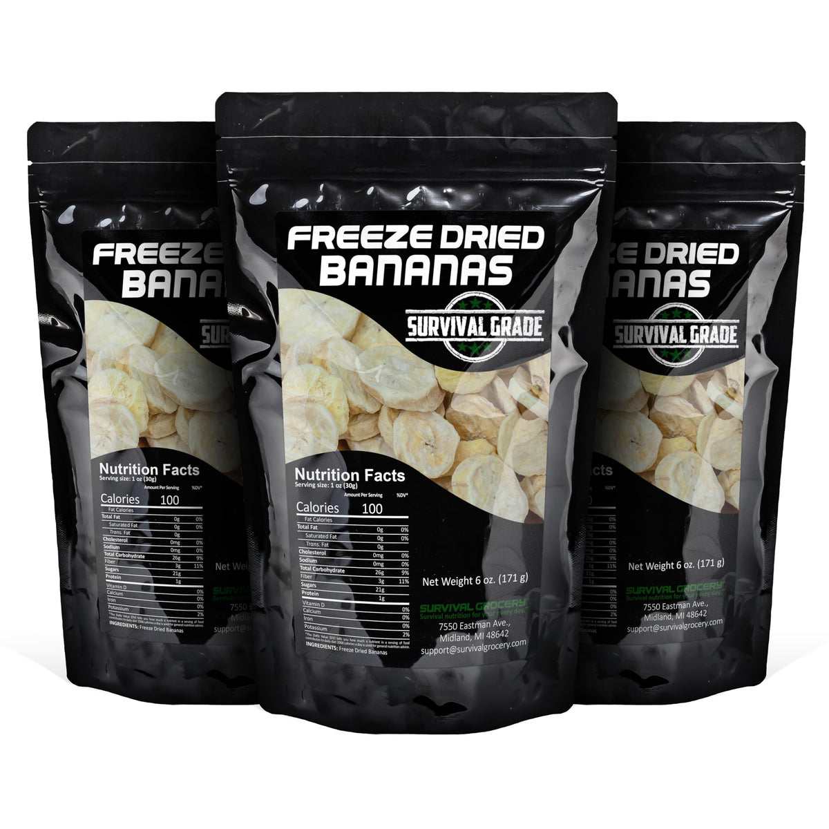 Survival Grocery - Freeze Dried Bananas (18 Oz./3 Bags)