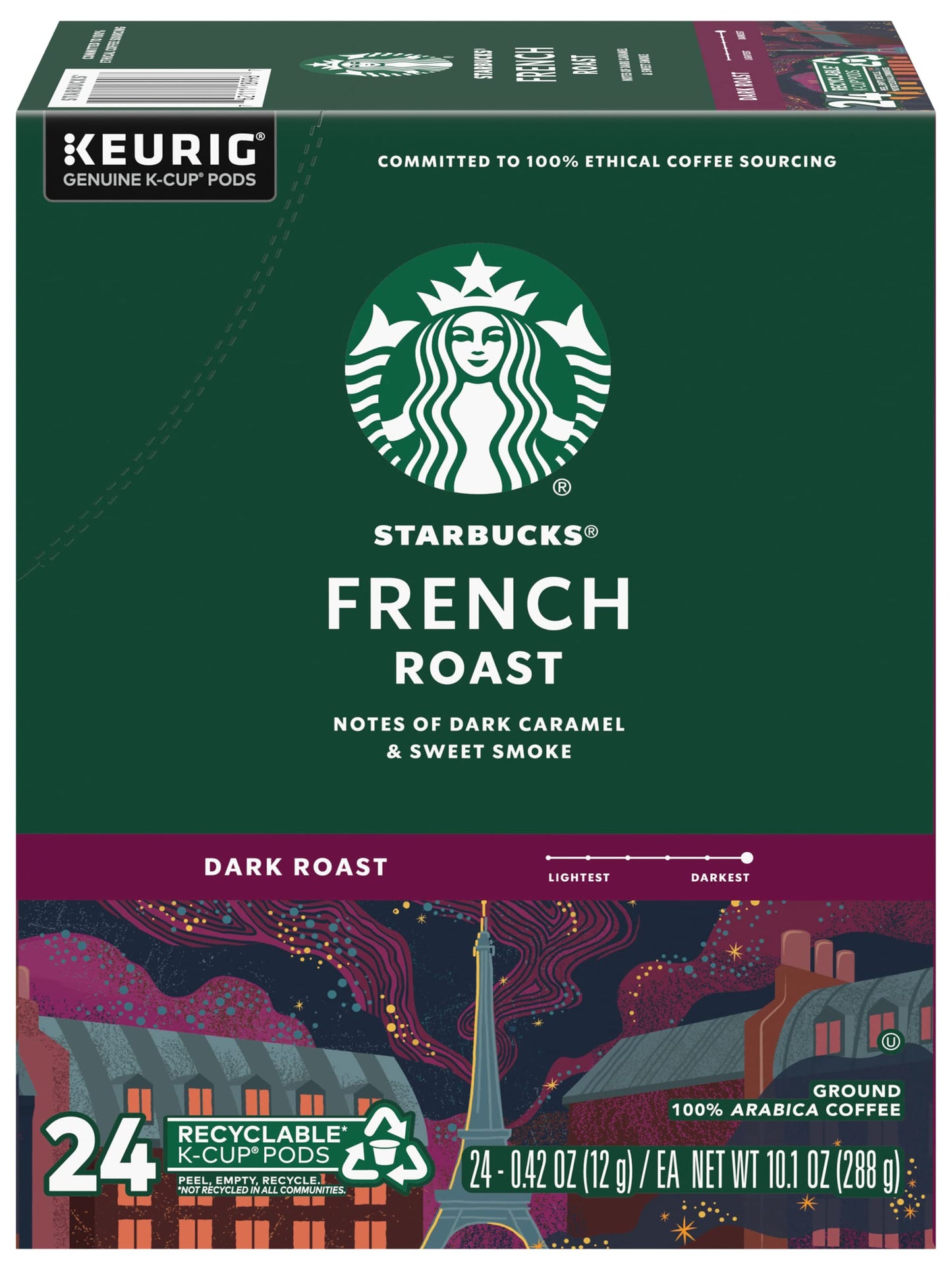 Starbucks K-Cup Pods French Roast Dark Roast Coffee 24 CT (Pack of 2)