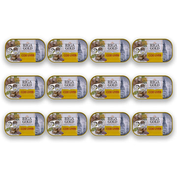 Riga Gold Cod Liver In Own Oil 4.27Oz/ 121G From Iceland (Pack 12)
