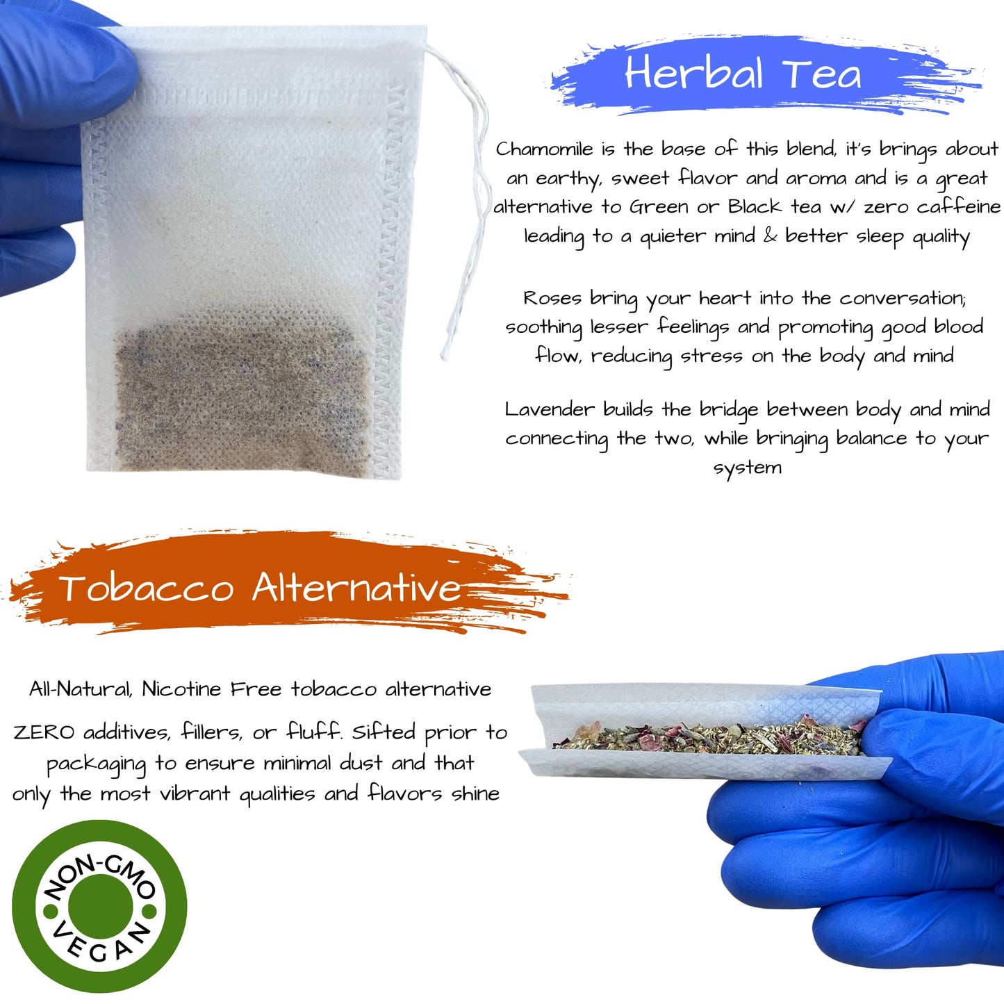 Peace O Mind Herbal Blend - Chamomile, Red Rose Petals, Lavender | Natural Caffeine Free Tea & Smoke Blend By Tree Fifty Four | 30 Cups