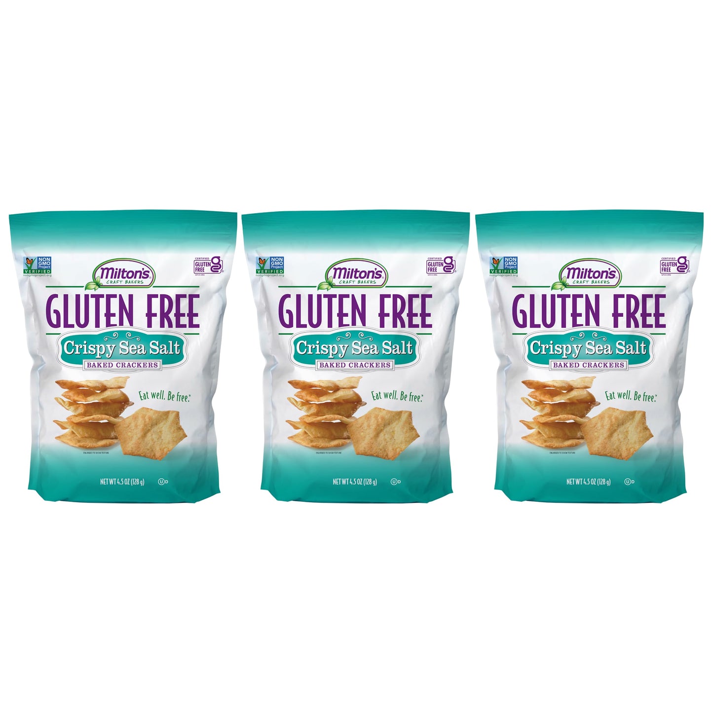 Milton'S Craft Bakers Gluten Free Crispy Sea Salt Crackers - Baked Sea Salt Crackers, Non-Gmo Project Verified, Kosher, Certifie