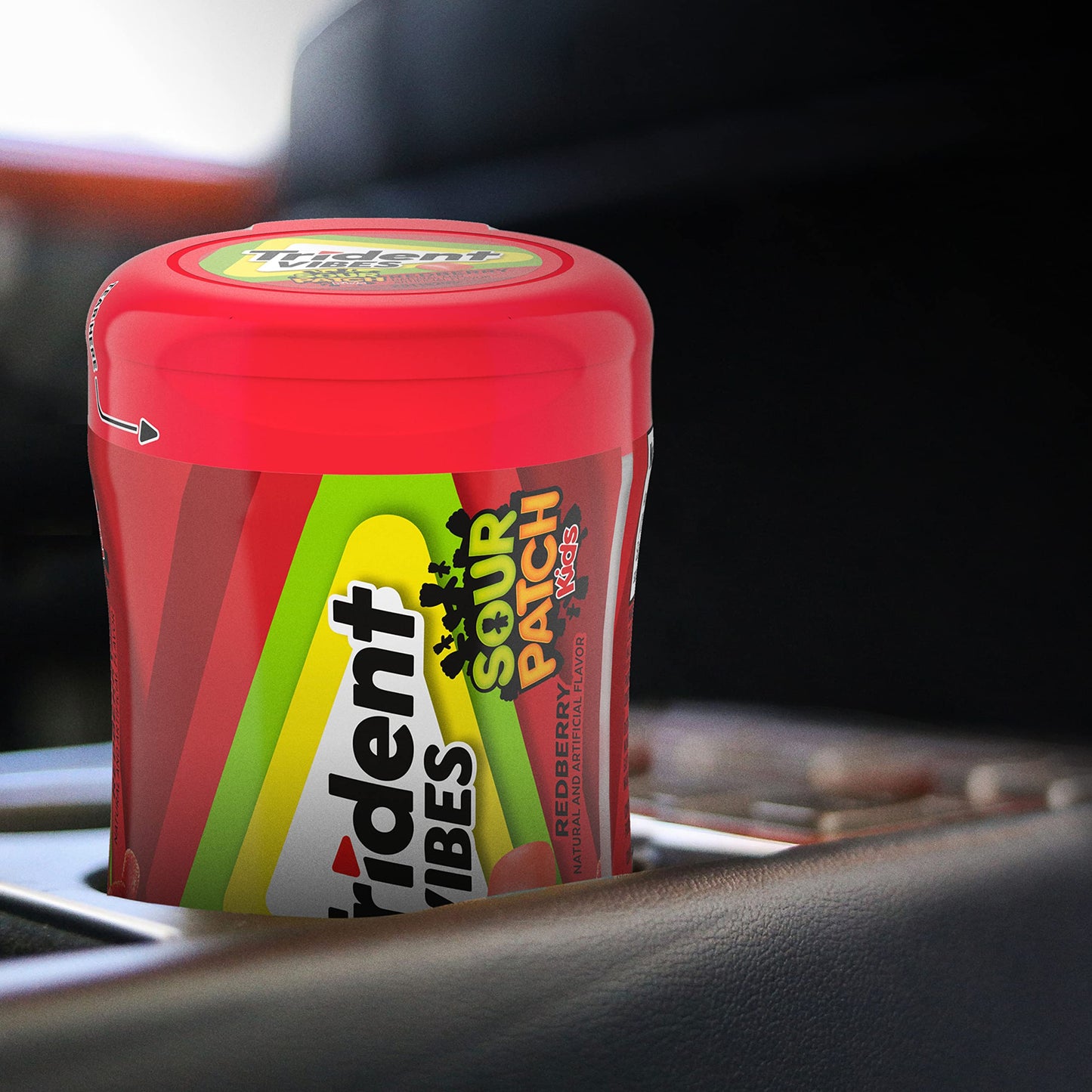 Trident Vibes SOUR PATCH KIDS Redberry Sugar Free Gum, 4-40 Piece Bottles (160 Total Pieces)