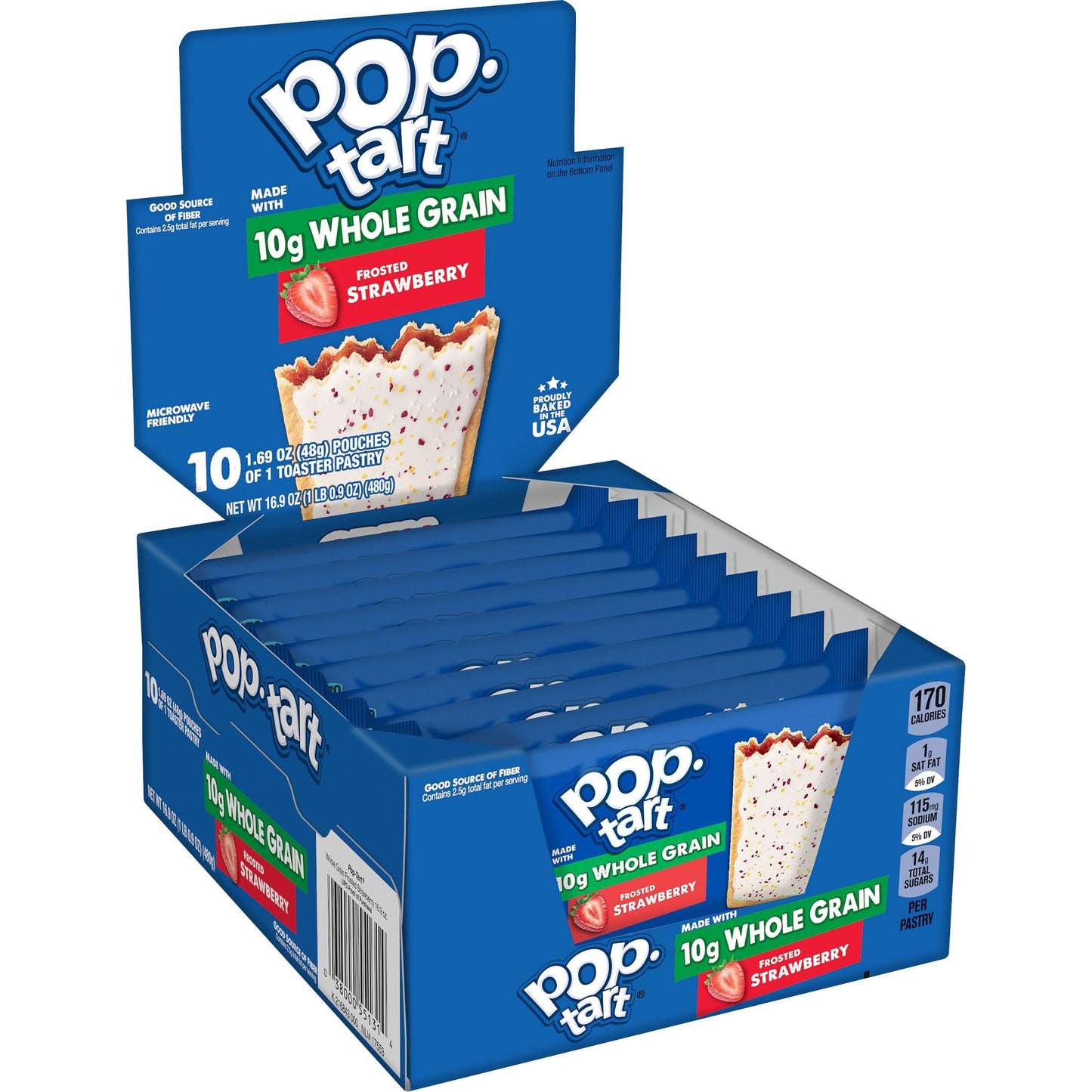 Pop-Tarts Toaster Pastries, Made With Whole Grain, School Lunch, Frosted Strawberry (120 Pop-Tarts)