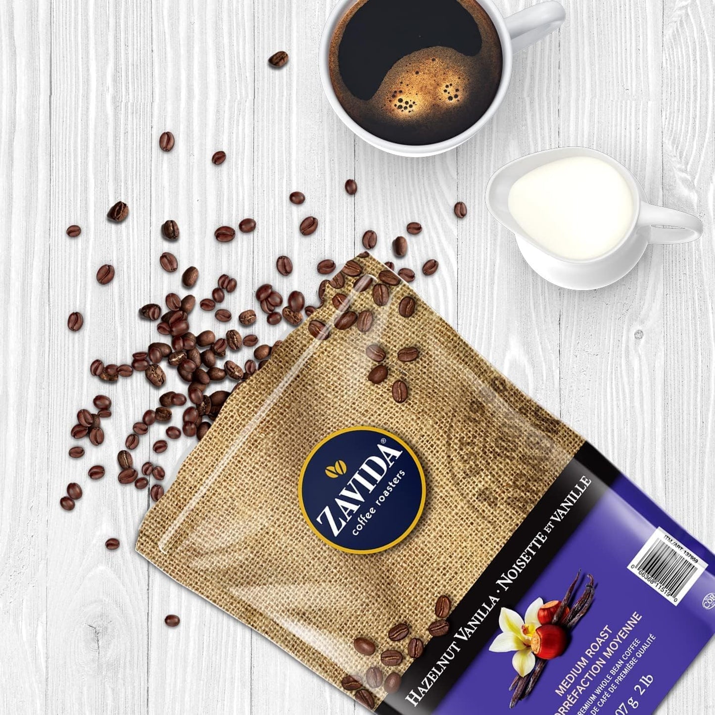 Zavida Premium Hazelnut Vanilla Whole Bean Coffee, 2 Lb