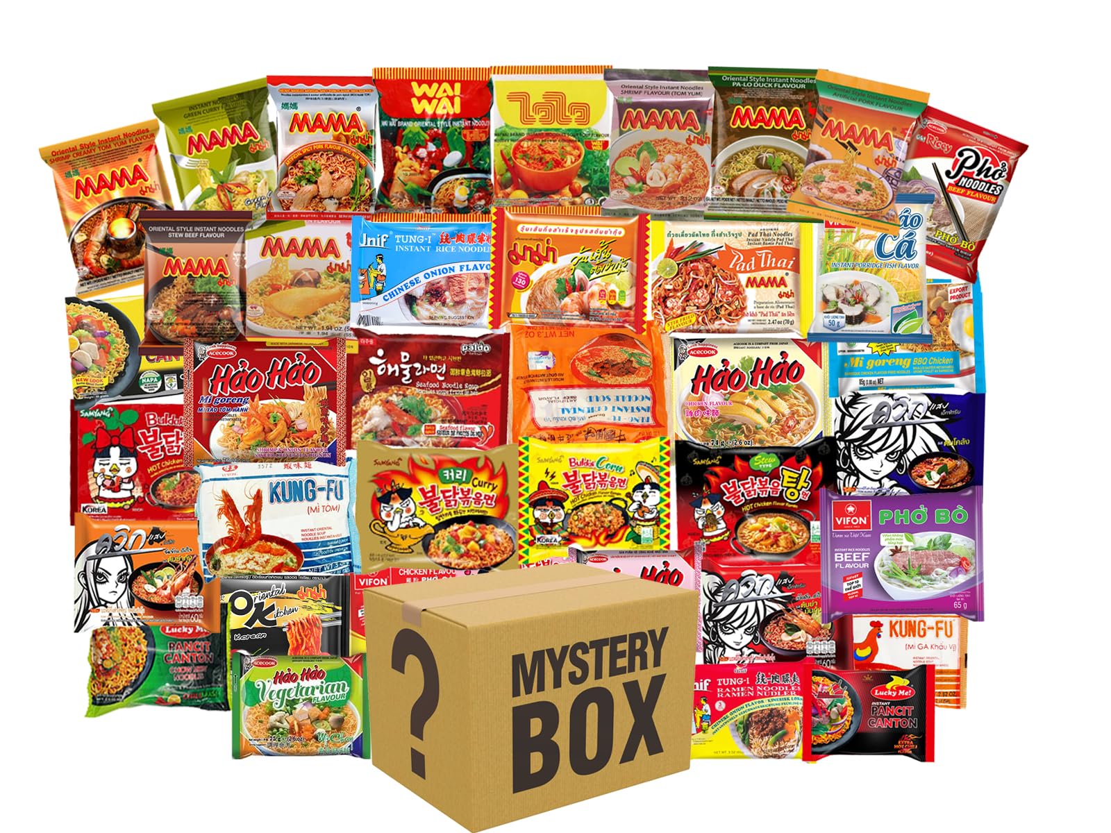 High Class Grass Ramen Noodle Variety Pack Sampler of 10 Instant Noodles from MAMA, Indomie, Lucky Me, and More