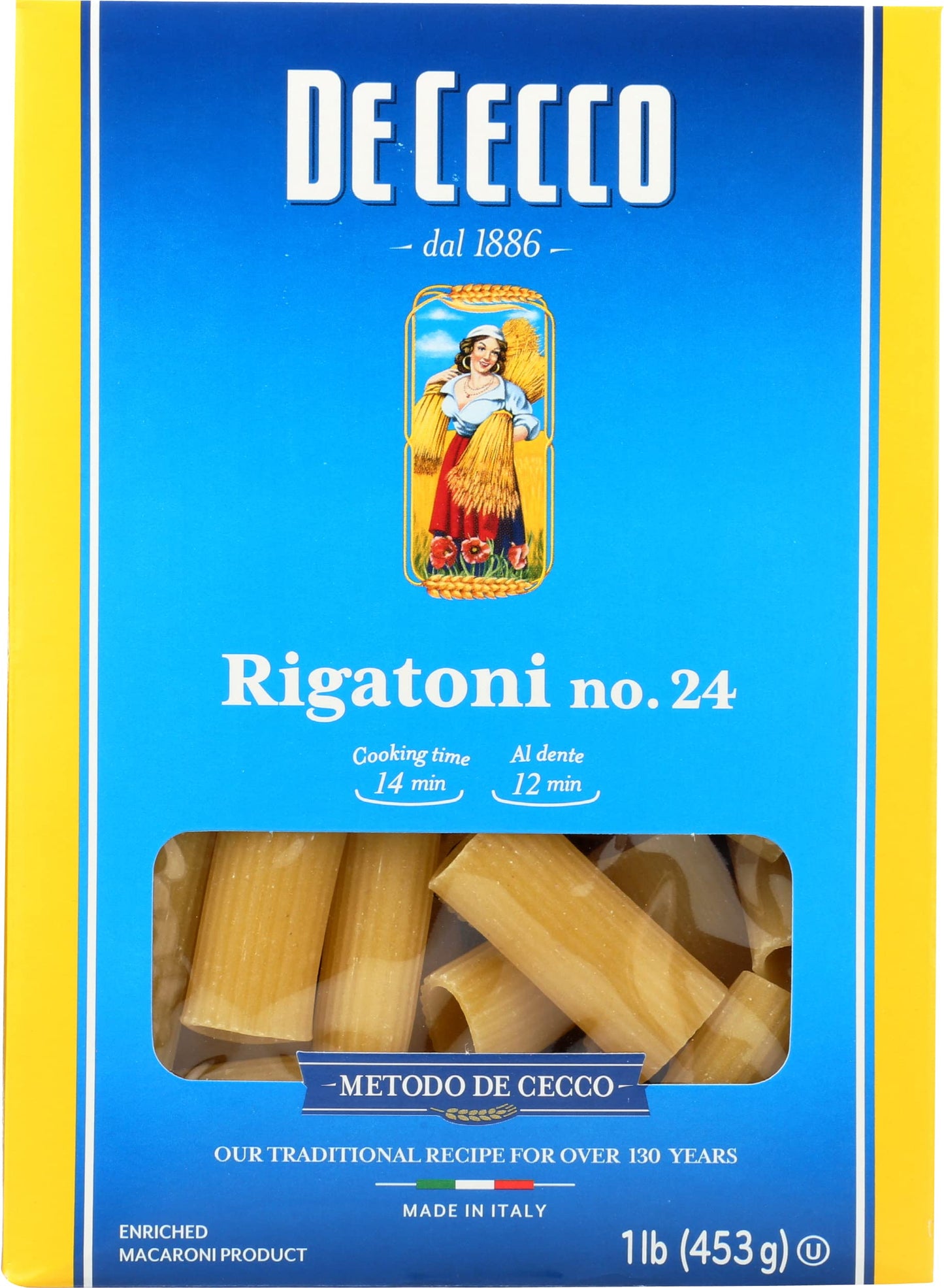 De Cecco Pasta, Rigatoni,16 oz (Pack of 12)