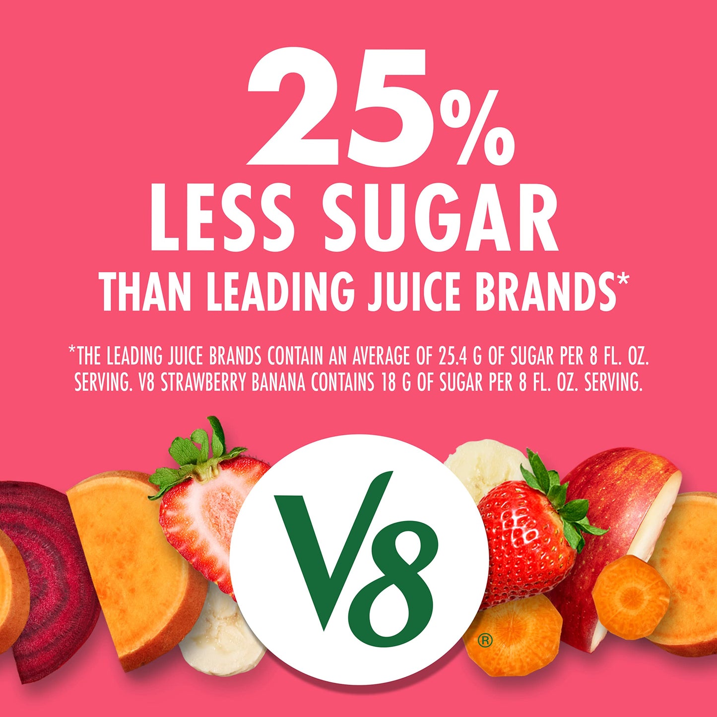 V8 Blends 100% Juice Strawberry Banana Juice, 46 fl oz Bottle (Case of 6)