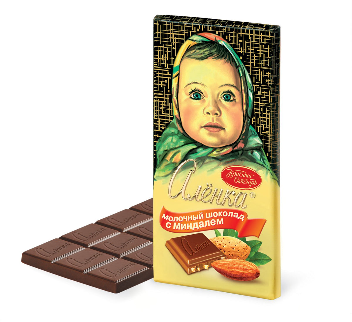 Chocolate Alenka Russian Sweet Milk Chocolate 3 5Oz (100G) Set Of 4 Gernik (Almonds)