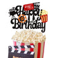 1 Pcs Movie Night Cake Topper Happy Birthday Sign Cake Pick Decorations For Theater Video Recorder Roll Camera Popcorn Hollywood