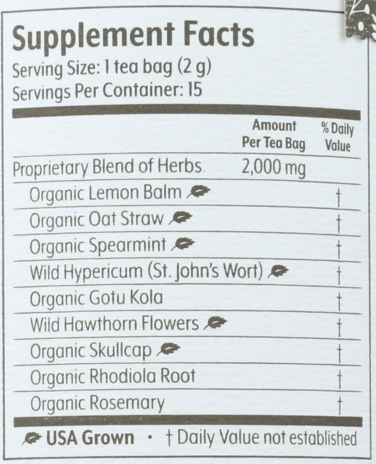 FLYING BIRD BOTANICALS Tea, Peaceful Spirit, 15 CT