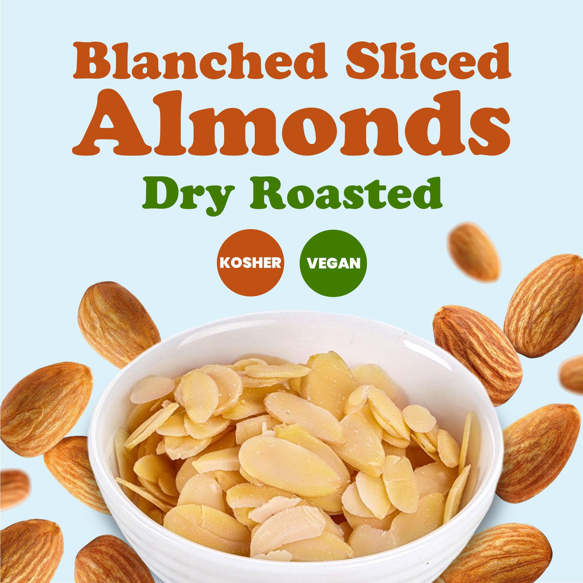 Food to Live Dry Roasted Blanched Sliced Almonds, 1.5 Pounds - Perfectly Oven Toasted for Maximum Flavor, Unsalted, No Oil Added