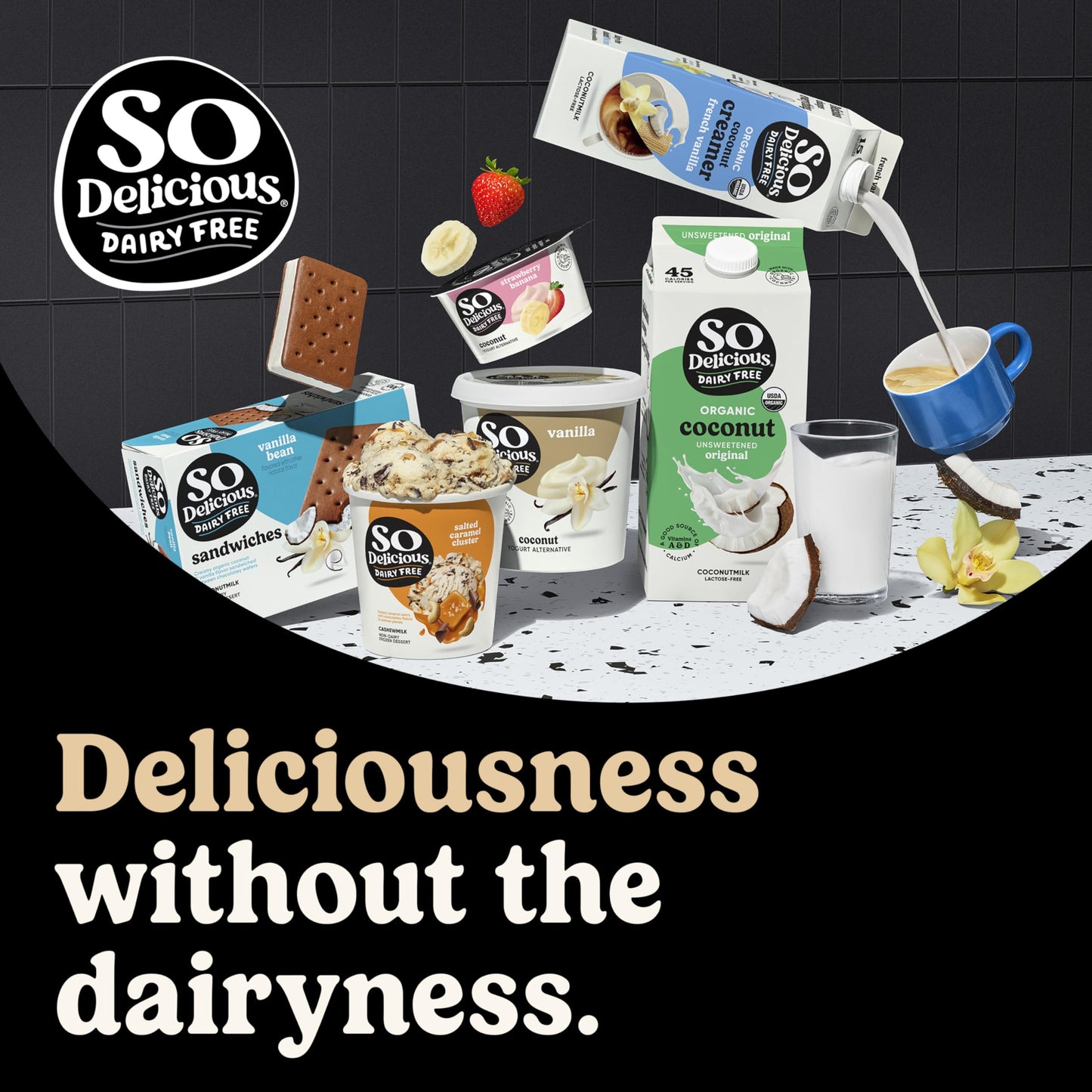 So Delicious Dairy Free Coconut Milk Frozen Dessert, Vanilla Bean, No Sugar Added, Vegan, Non-GMO Project Verified, 1 Pint
