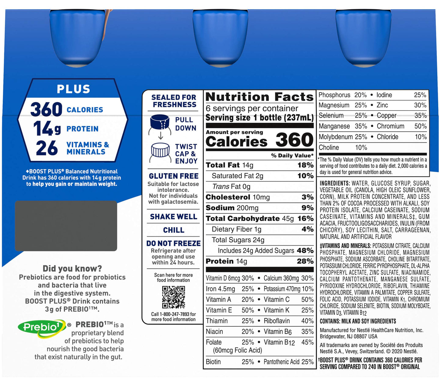 Boost Plus Nutritional Energy Drink, Chocolate, 8 oz, 6 pk