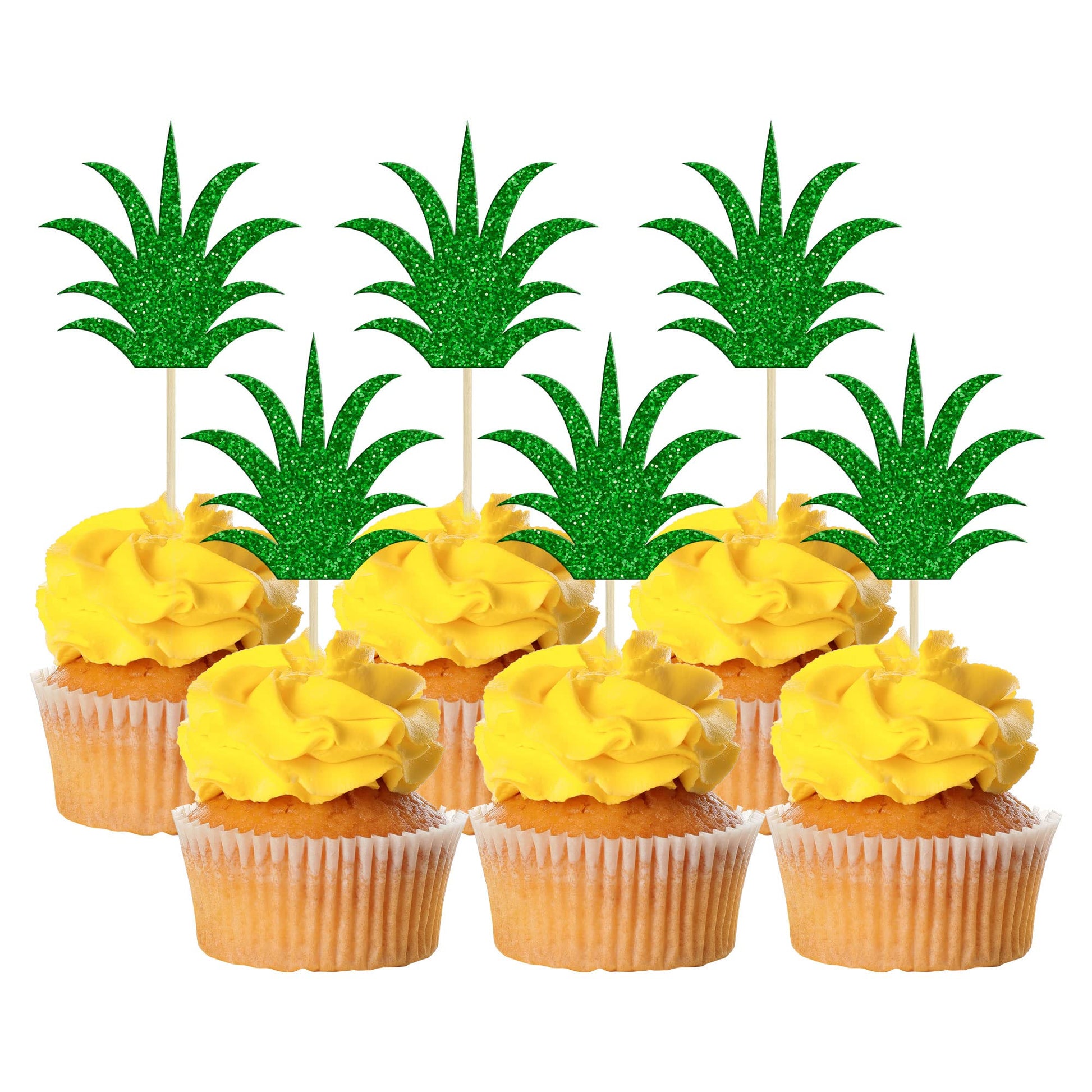 Gyufise 36Pcs Pineapple Cupcake Toppers Donut Cake Toppers Pineapple Cute Cupcake Picks For Summer Luau Tropical Hawaiian Party Cake Decorations