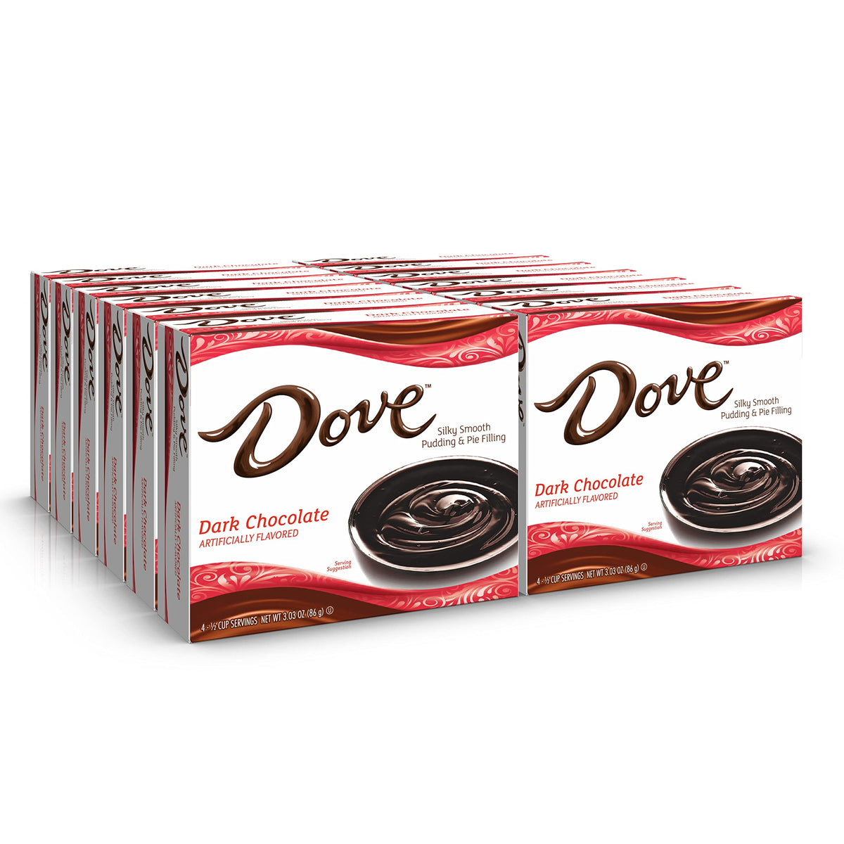 Dove Dark Chocolate Pudding Mix and Pie Filling, 4 Servings, 3.34 Oz, 12 Count, Kosher