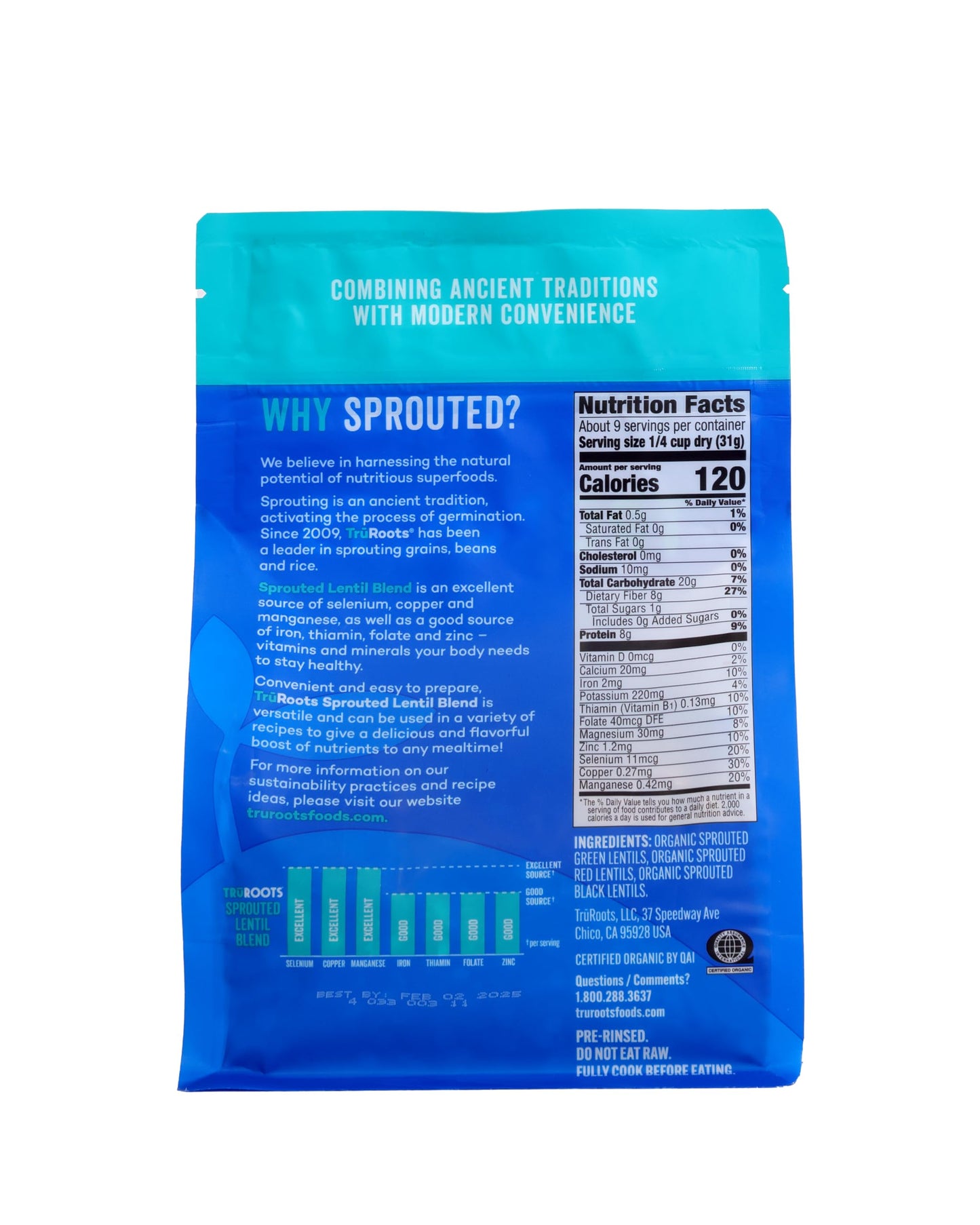 TruRoots Organic Sprouted Lentil Blend, 10 oz