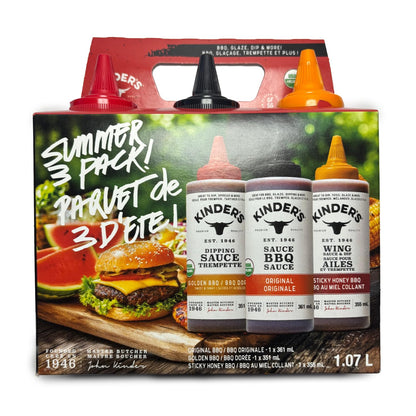Kinders Summer 3 Pack (Golden BBQ, Original and Sticky Honey BBQ Sauces)