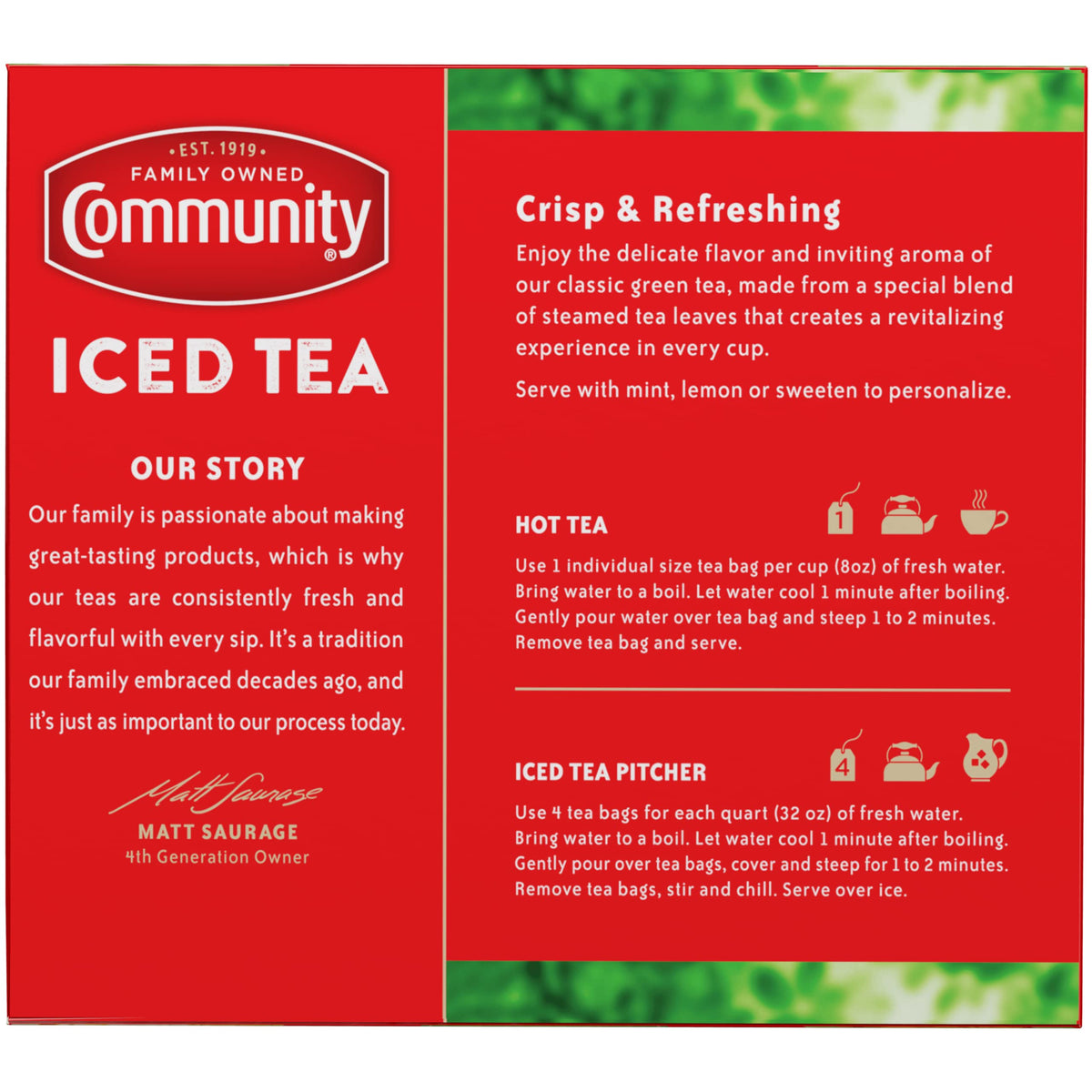 Community Coffee Green Tea Bags, 48 ct., (Pack of 6)