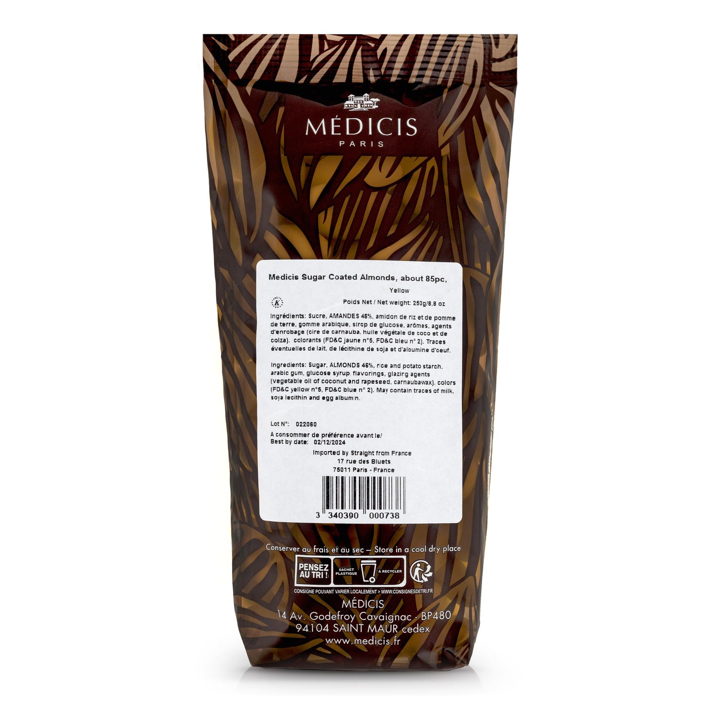Medicis Enhanced Candied Almond Dragees (French Jordan Almonds) Sugar Coated Candies Ideal As A Party Favor For Weddings And Baby Showers, 75 Count Bag 8.8Oz, Yellow