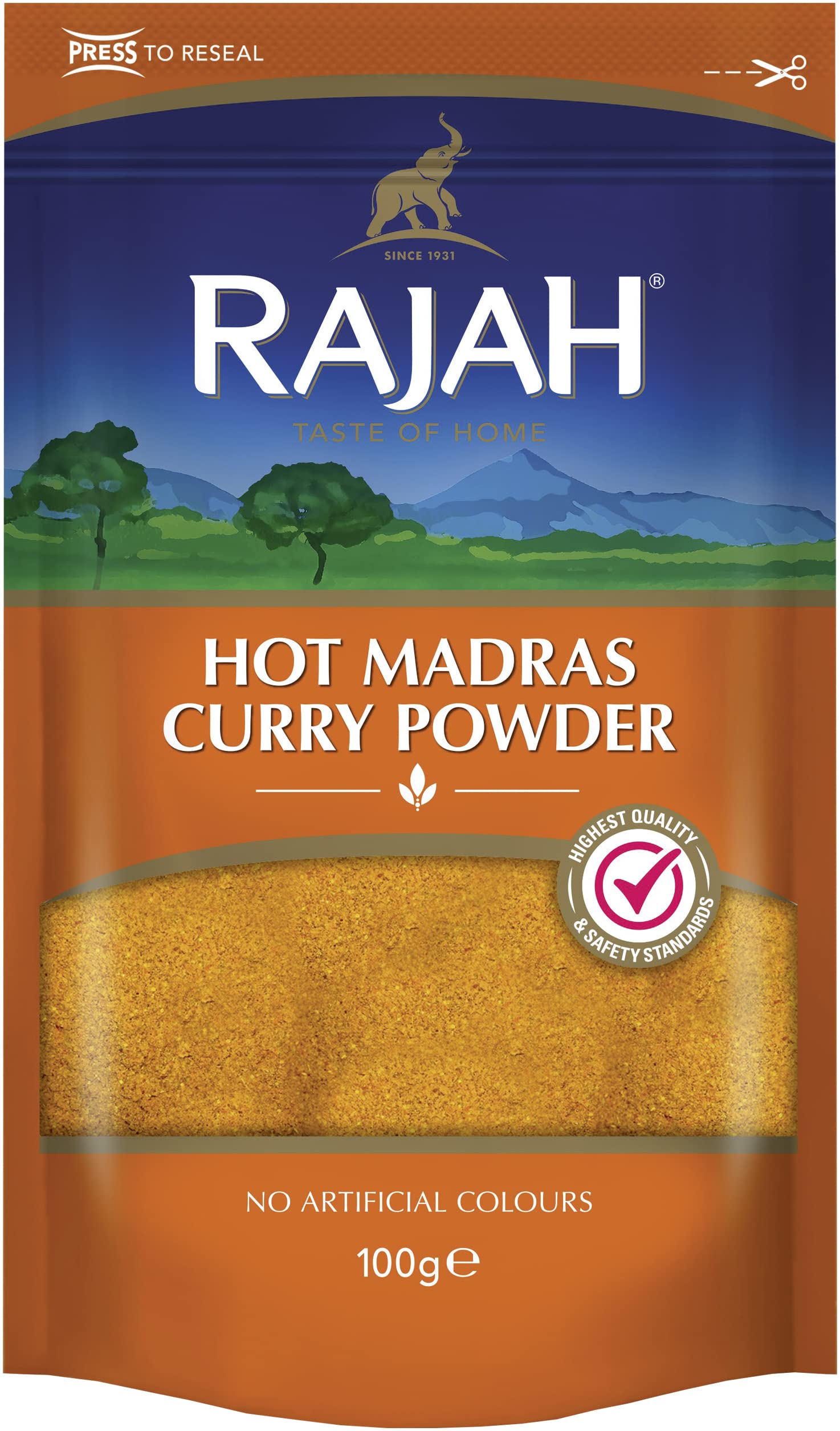 Rajah Hot Madras Curry Powder - 100g (Pack of 1)