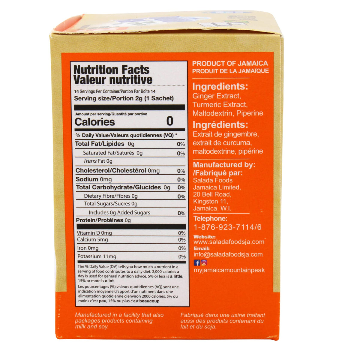 Jamaica Mountain Peak Ginger Turmeric Tea, With No Added Sugar, 6.3 Ounce (Pack of 2)