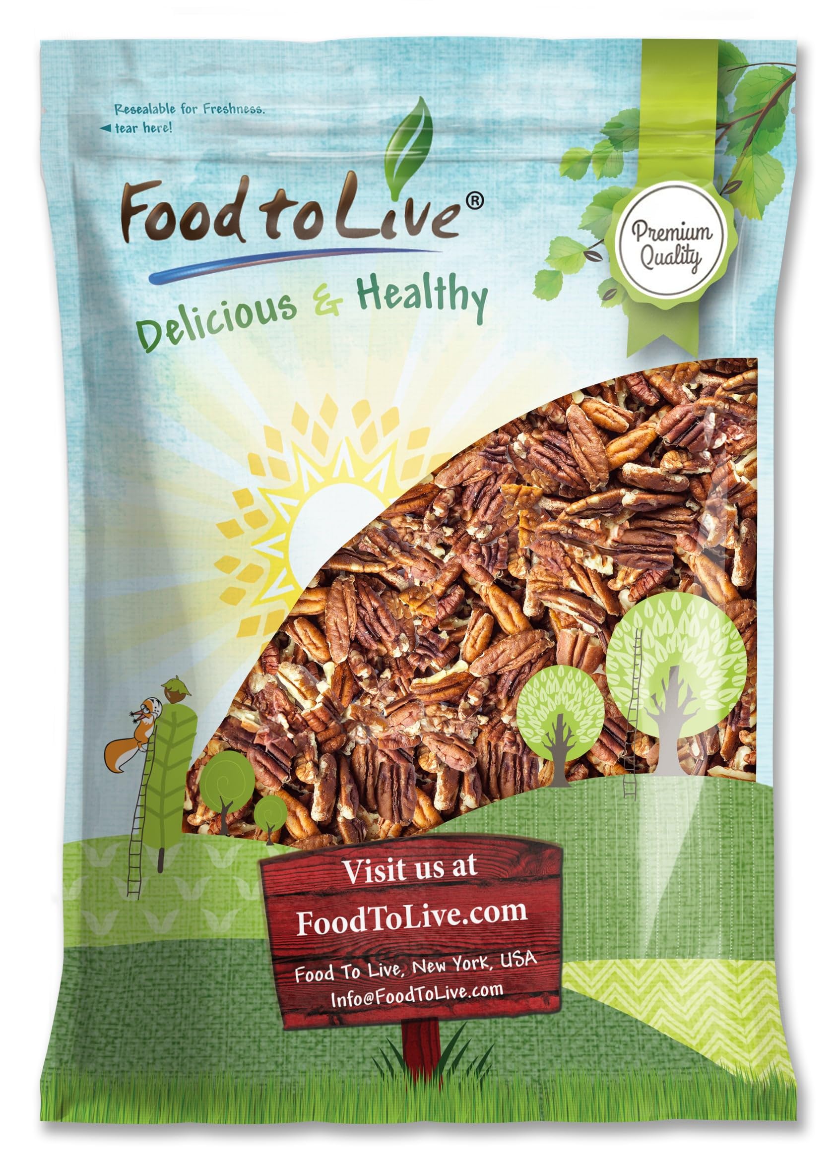 Food to Live Pecan Pieces, 10 Pounds - Chopped Raw Pecan Nuts, Unsalted, Unroasted, Shelled, Kosher, Vegan, Sirtfood, Bulk. Good
