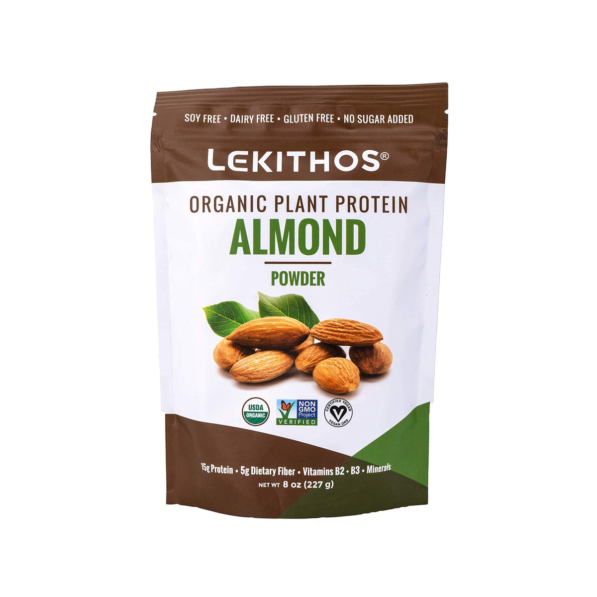 Lekithos Certified Organic Almond Protein Almond Powder - 8 oz -Single Ingredient - Non-GMO Project Verified