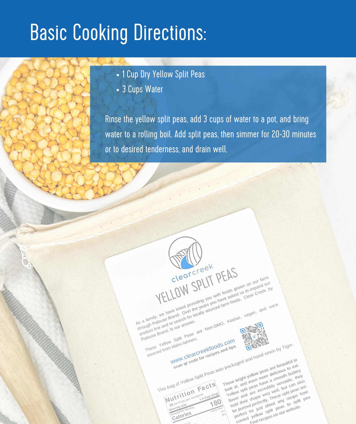 Yellow Split Peas | 1 Lb | Non-Gmo | Vegan | Non-Irradiated (Will Sprout) | Kosher | Vegan | Grown Pacific Northwest