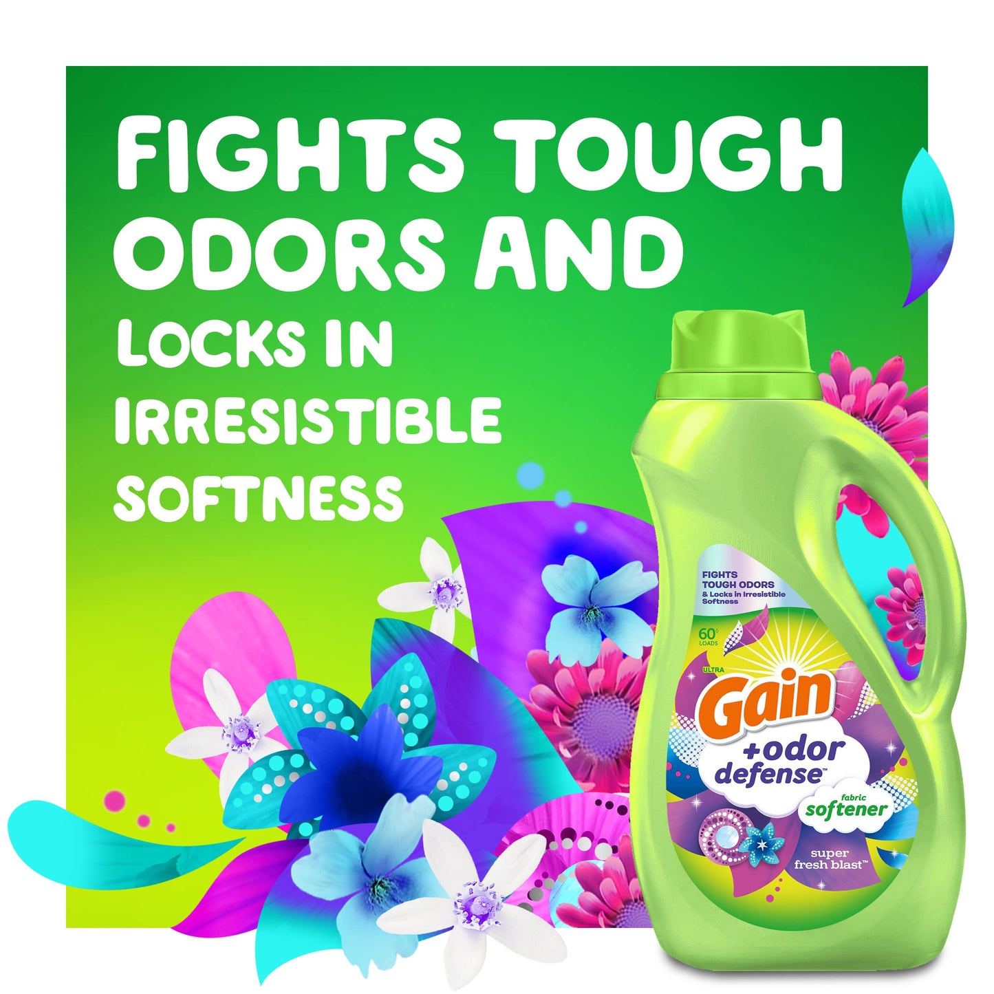 Gain + Odor Defense Liquid Fabric Softener, Super Fresh Blast Scent, 140 Oz 190 Loads, He Compatible