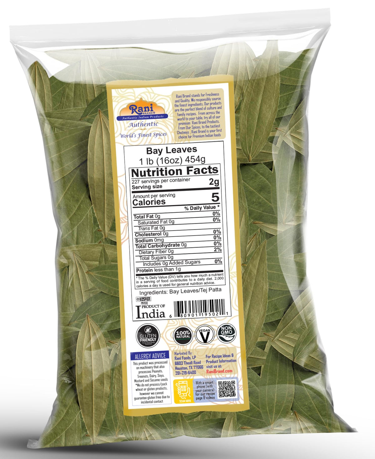 Rani Bay Leaf Whole Spice, Extra Large 16oz (1lb), All Natural, Gluten Friendly, NON-GMO, Vegan, Indian Origin