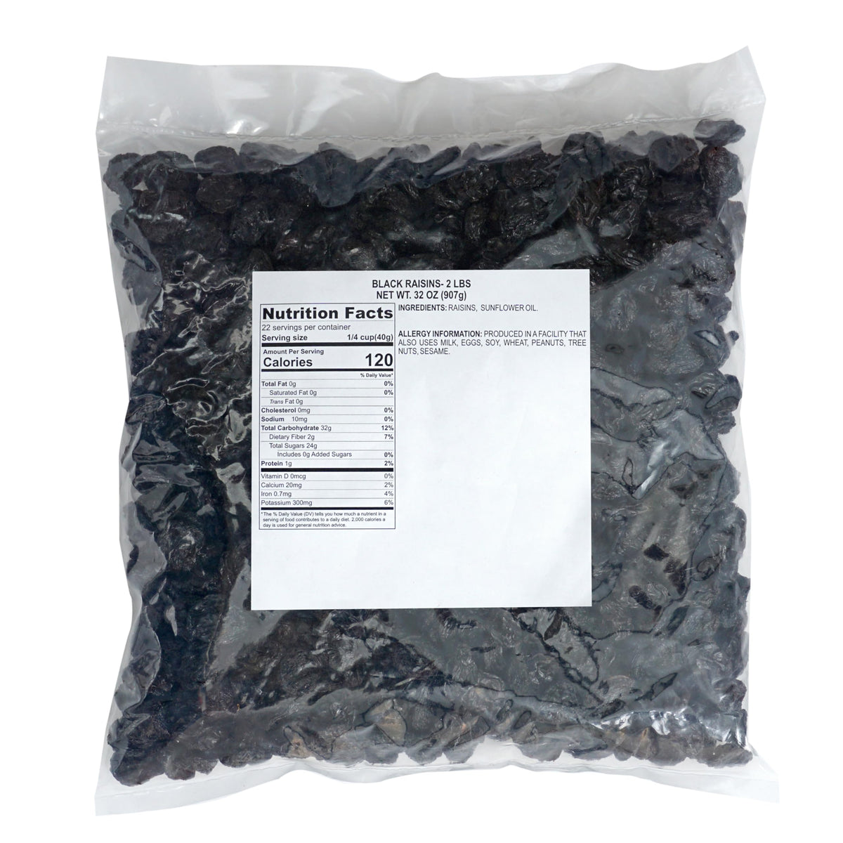 Black Raisins, 2 Pound Bag Raisins, The Hampton Popcorn & Candy Company