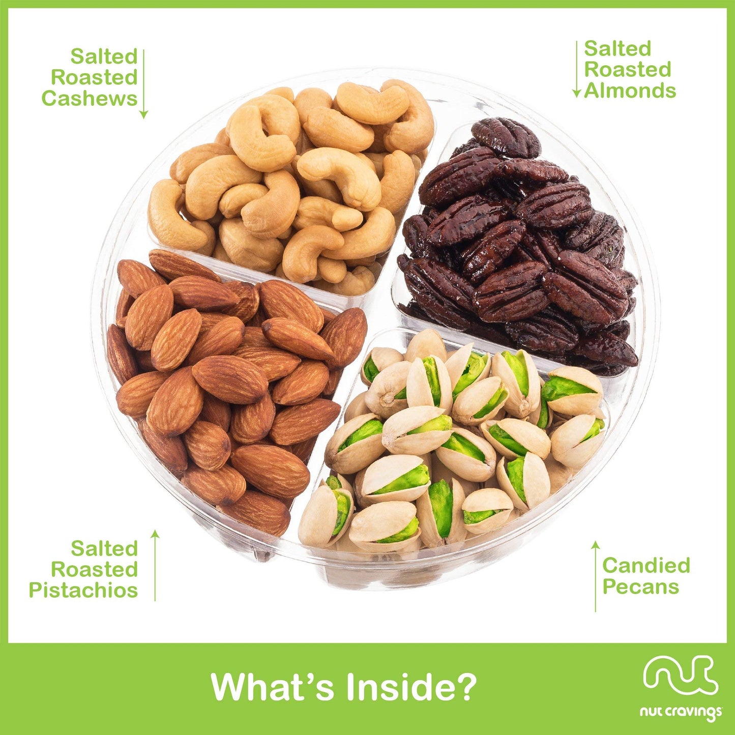 Nut Cravings Gourmet Collection - Rosh Hashana & Shana Tova Mixed Nuts Gift Basket In Green Gold Box (4 Assortments) Arrangement