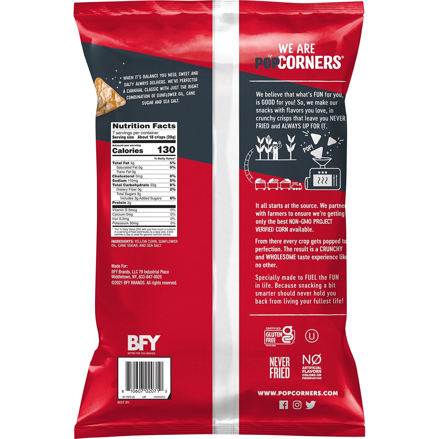 Popcorner Kettle Corn Popped Corn Chips, 7 Ounce