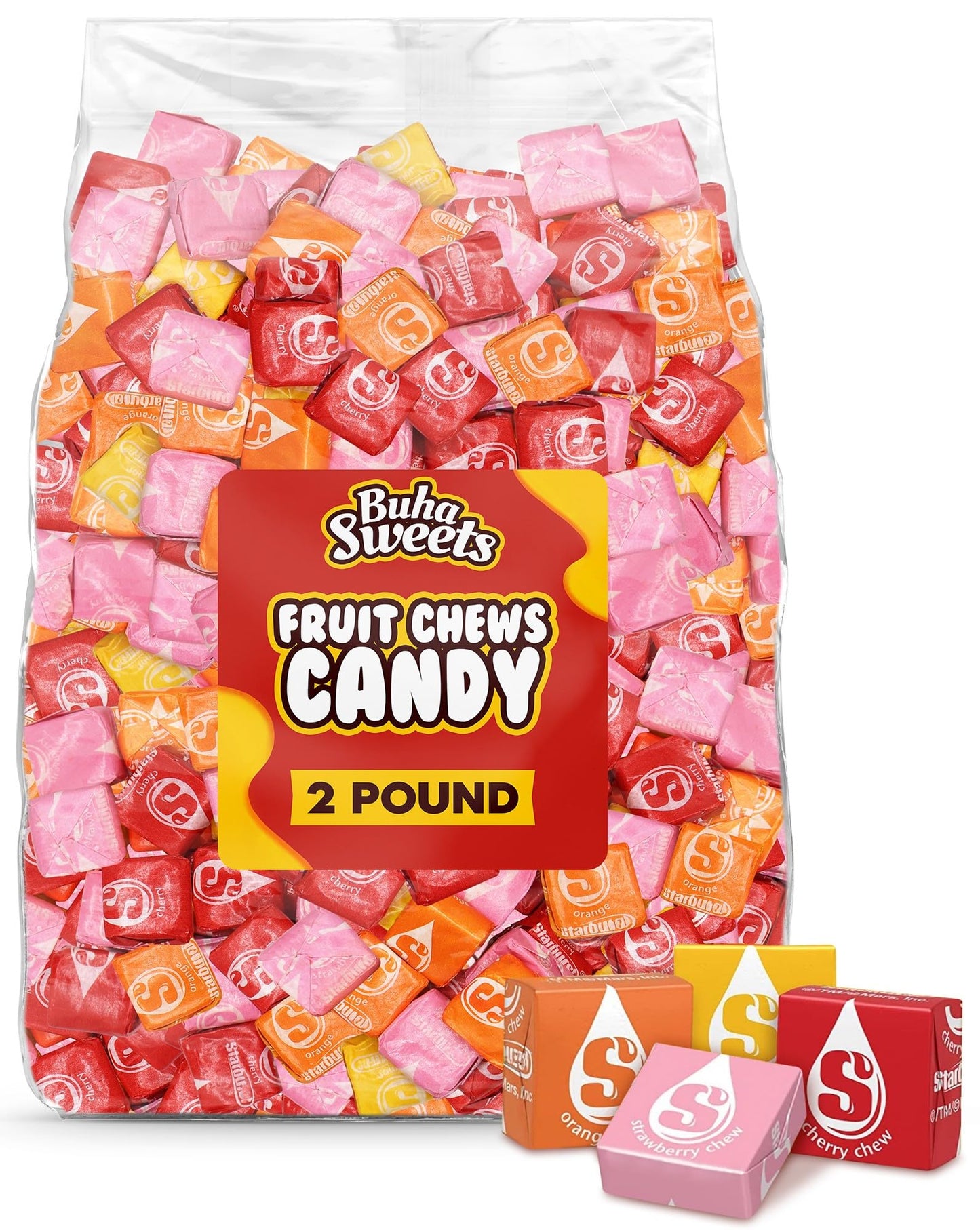Bulk Oriflavor Blendal Fruit Chews Candy 2 Pound - Individually Wrapped Assorted Soft & Chewy Taffy Fruity Candy For Party Favors & Pinatas & Treats - Approx 200 Candies