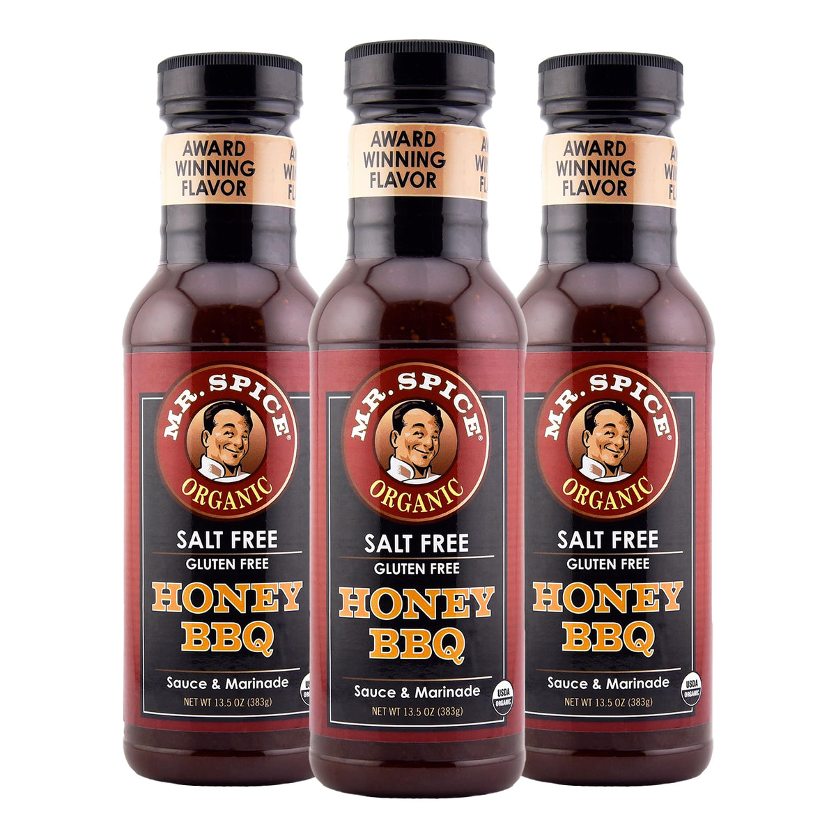 Mr. Spice Salt Free Award-Winning Taste Honey BBQ Sauce | Low Sodium | Organic | No Salt BBQ Sauces | Gluten Free | Low Calorie 