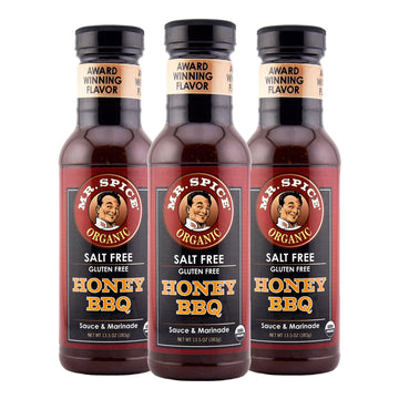 Mr. Spice Salt Free Award-Winning Taste Honey BBQ Sauce | Low Sodium | Organic | No Salt BBQ Sauces | Gluten Free | Low Calorie 
