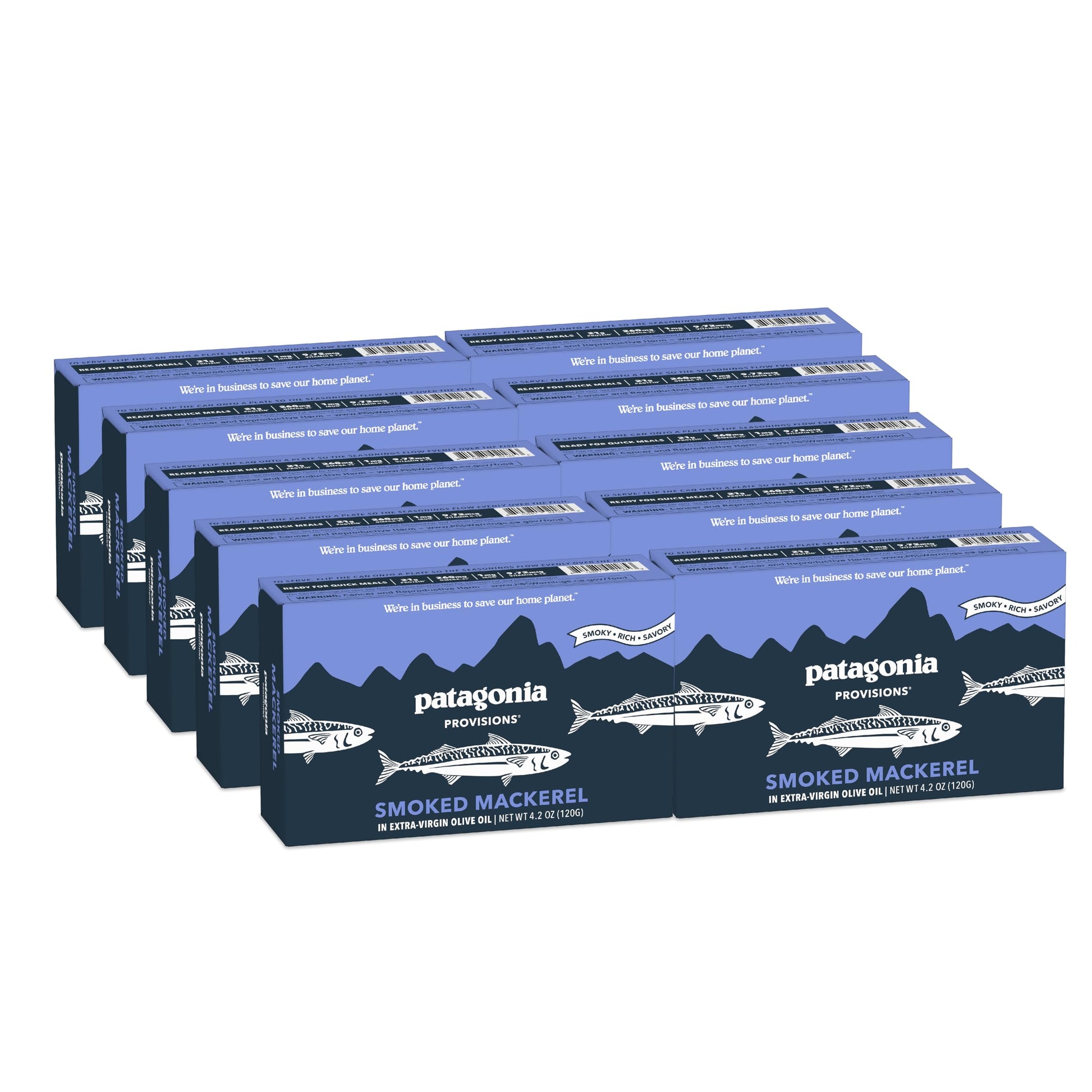 Patagonia Provisions Smoked Wild Mackerel, 22g Protein, Gluten Free, Pack of 10 (4.2 Ounce Each)