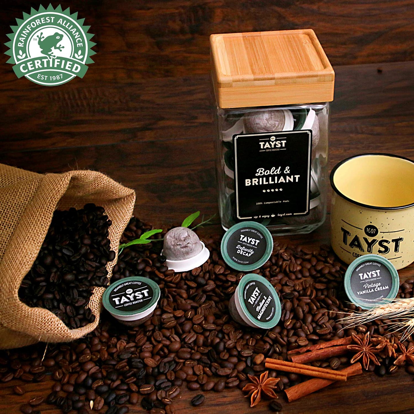 Tayst Coffee Pods, Happy Hazelnut Medium Roast, K Cups Compatible With Keurig Coffee Maker, Sustainable Single Serve, Pack Of 10